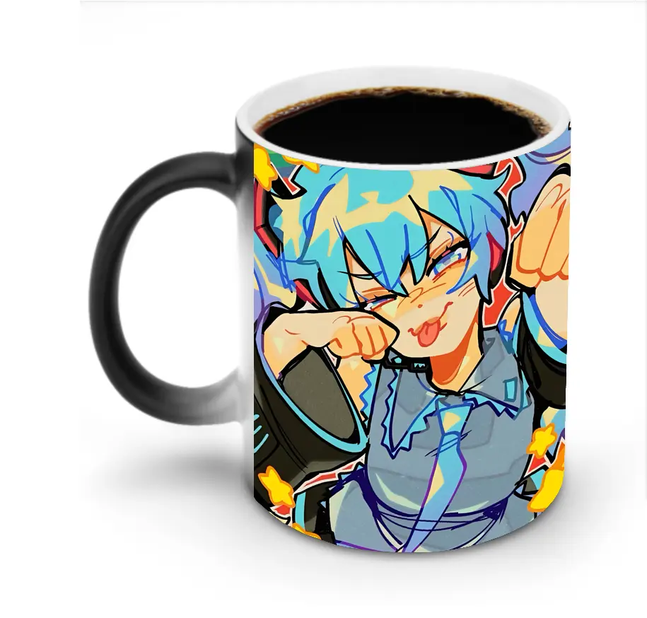 初音ミクトレンディキラキラ星個性的オリジナルデザイン - 変色マグカップ ・ セラミック ・ 熱転写プリント ・ 耐久性 高品質 ・ ギフト・自宅用 コーヒー お茶