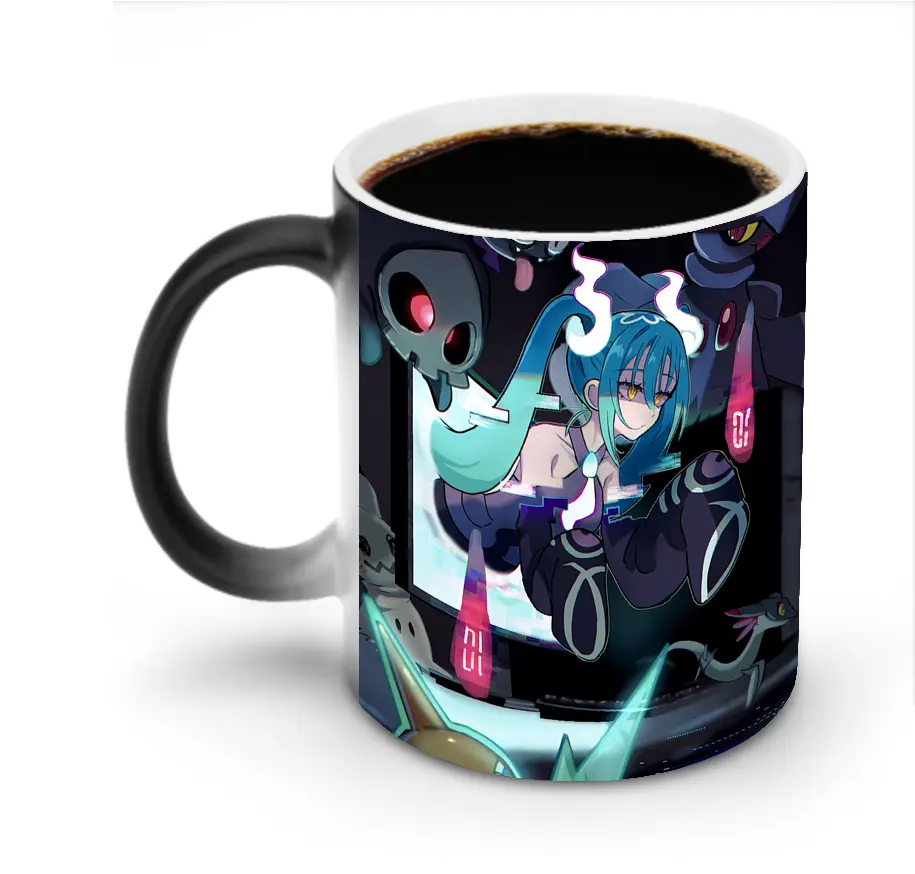 初音ミクゴースト系 ファンタジークリーチャー ミステリアス＆魅惑オリジナルデザイン - 変色マグカップ ・ セラミック ・ 熱転写プリント ・ 耐久性 高品質 ・ ギフト・自宅用 コーヒー お茶