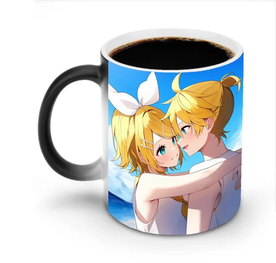 鏡音リン・レン 青空 スイート オリジナルデザイン - 変色マグカップ ・ セラミック ・ 熱転写プリント ・ 耐久性 高品質 ・ ギフト・自宅用 コーヒー お茶