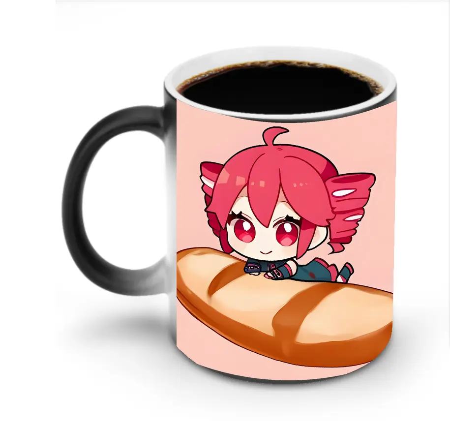 重音テト デフォルメ パン オリジナルデザイン - 変色マグカップ ・ セラミック ・ 熱転写プリント ・ 耐久性 高品質 ・ ギフト・自宅用 コーヒー お茶