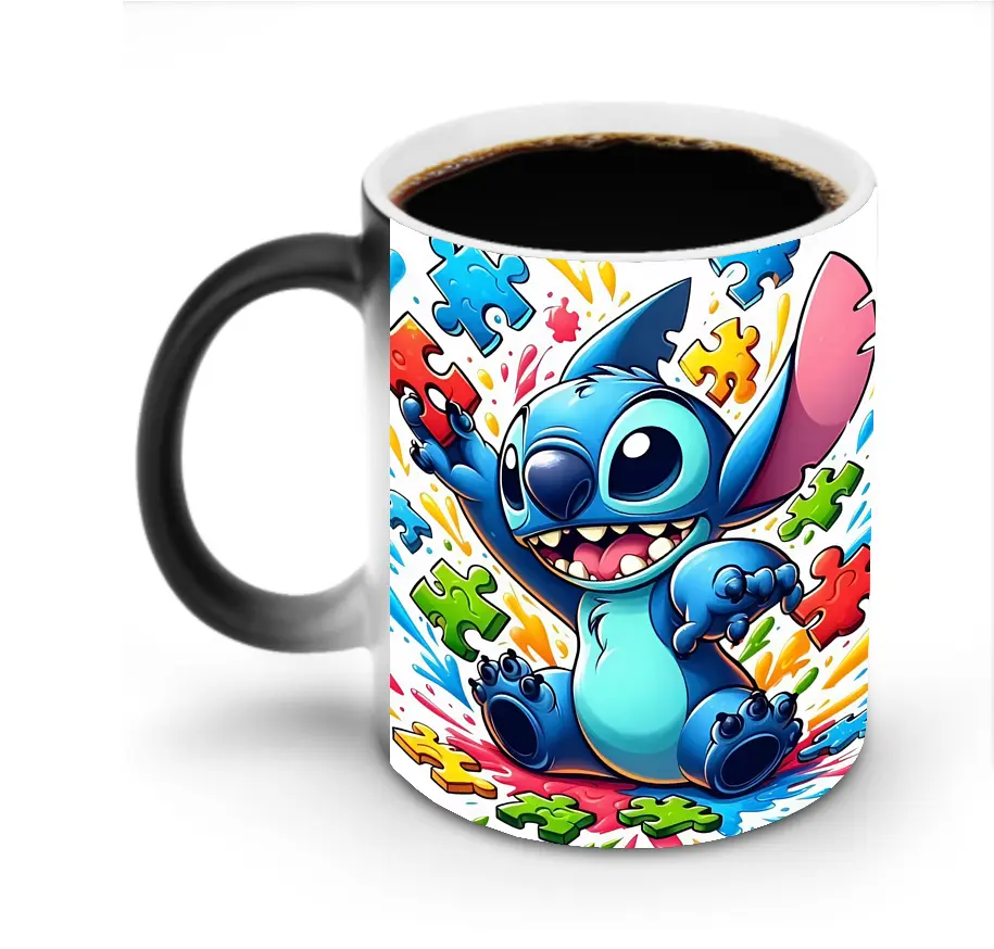 ディズニー スティッチ ペイントグラフィティ クリエイティブ オリジナルデザイン - 変色マグカップ ・ セラミック ・ 熱転写プリント ・ 耐久性 高品質 ・ ギフト・自宅用 コーヒー お茶