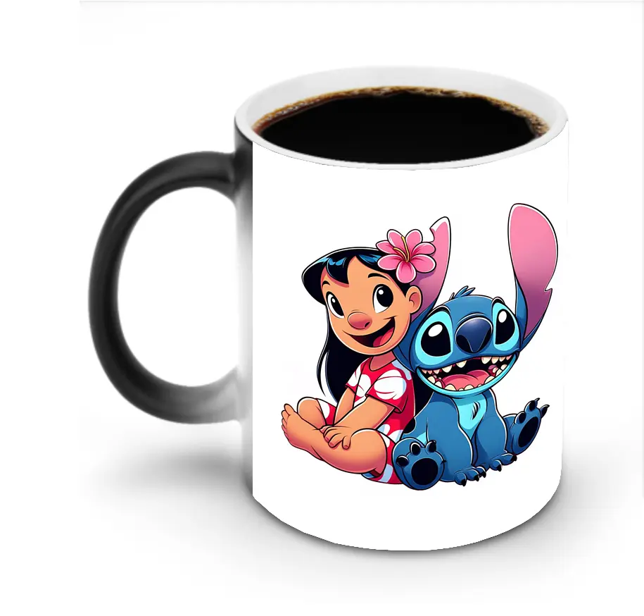 ディズニー スティッチ リロ ほっこり オリジナルデザイン - 変色マグカップ ・ セラミック ・ 熱転写プリント ・ 耐久性 高品質 ・ ギフト・自宅用 コーヒー お茶
