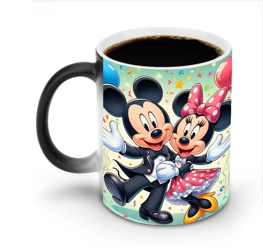 ミッキー＆ミニー カラフルバルーン ハッピー オリジナルデザイン - 変色マグカップ ・ セラミック ・ 熱転写プリント ・ 耐久性 高品質 ・ ギフト・自宅用 コーヒー お茶