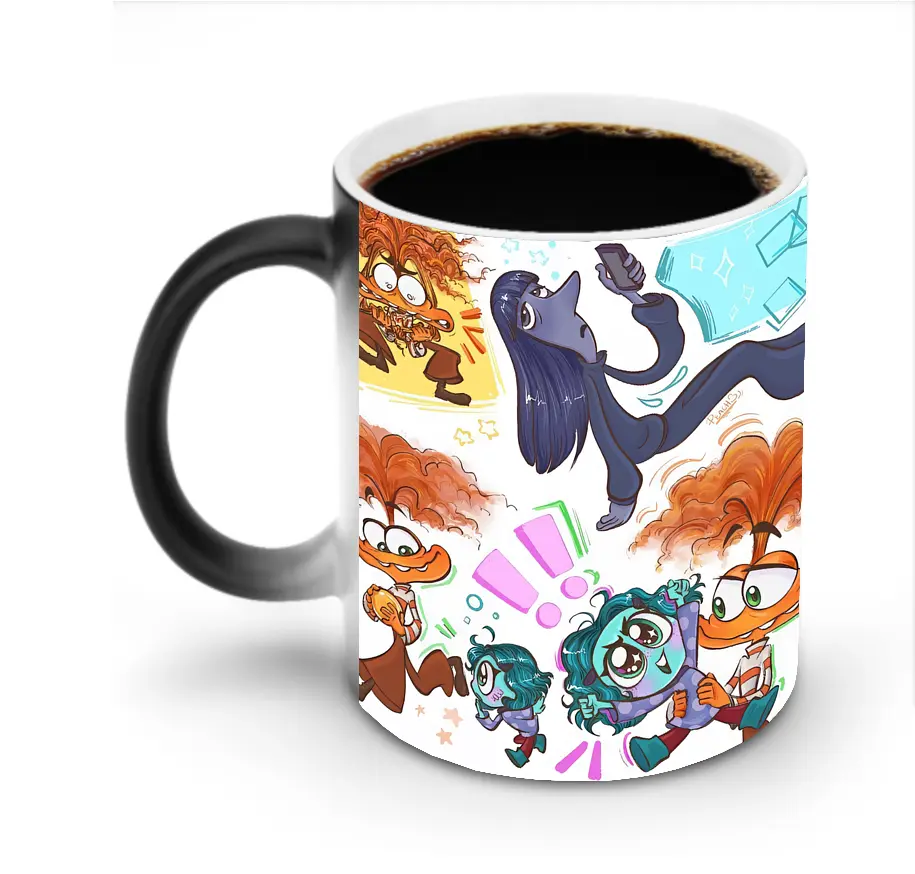 ディズニー インサイド キャラクター集合 イラスト オリジナルデザイン - 変色マグカップ ・ セラミック ・ 熱転写プリント ・ 耐久性 高品質 ・ ギフト・自宅用 コーヒー お茶