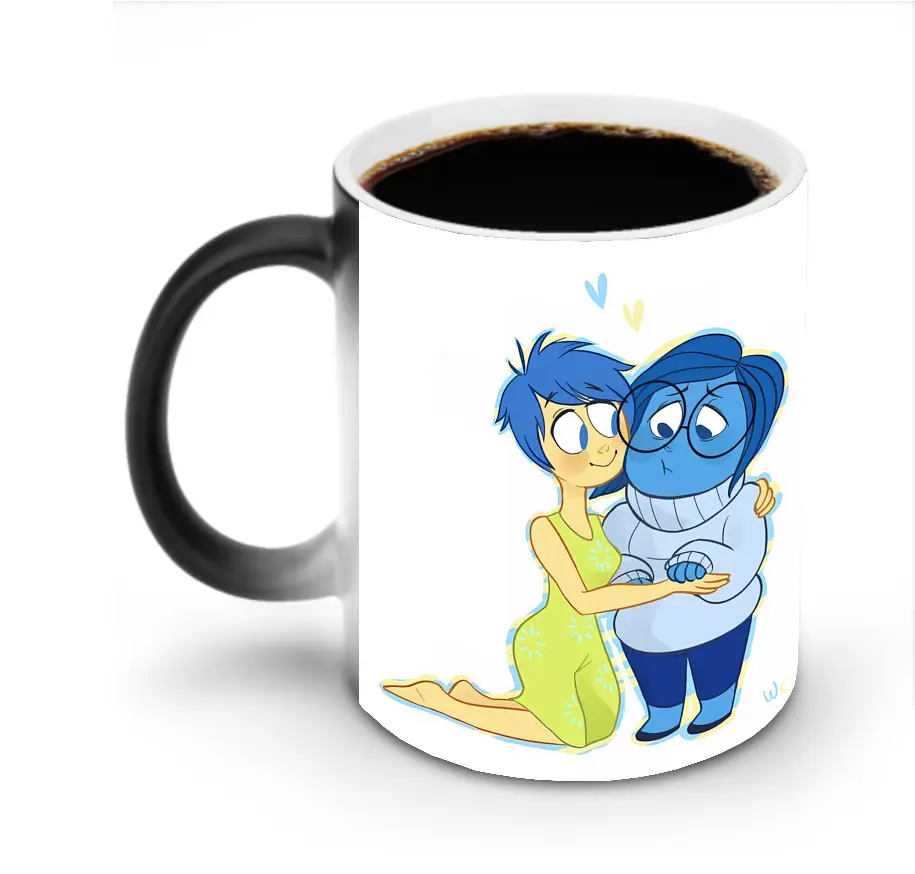 ディズニー インサイド ジョイ サッド 抱き合い ロマンティック オリジナルデザイン - 変色マグカップ ・ セラミック ・ 熱転写プリント ・ 耐久性 高品質 ・ ギフト・自宅用 コーヒー お茶