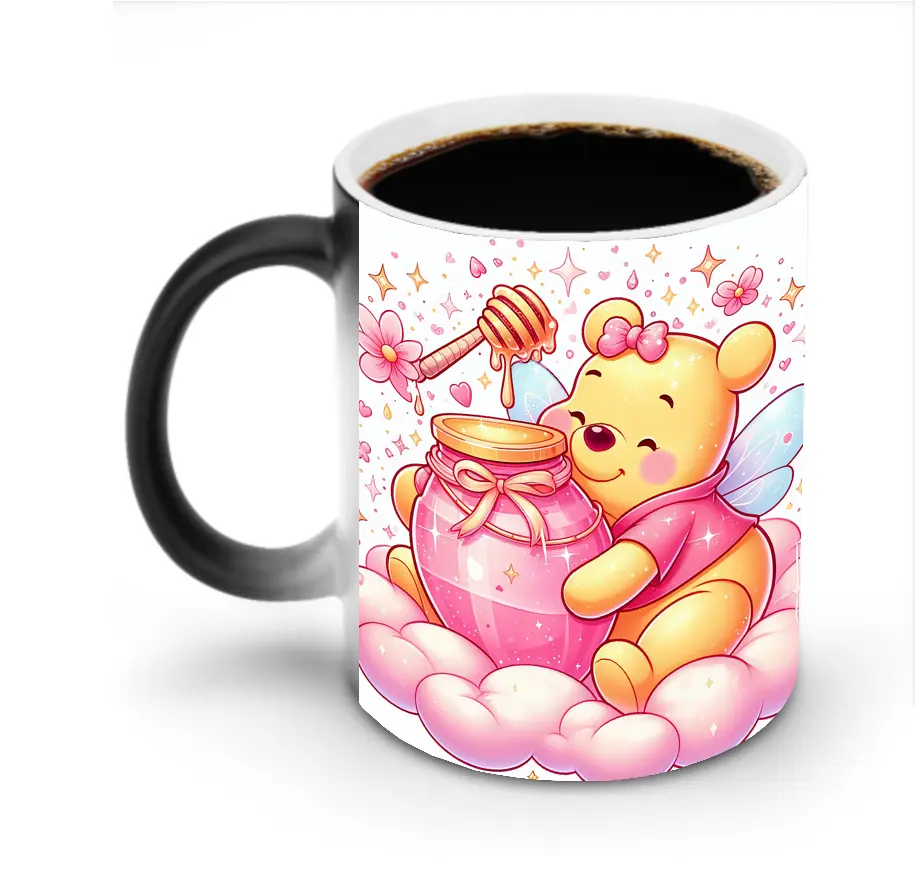 ディズニー くまのプーさん ハチミツと羽根 甘かわオリジナルデザイン - 変色マグカップ ・ セラミック ・ 熱転写プリント ・ 耐久性 高品質 ・ ギフト・自宅用 コーヒー お茶