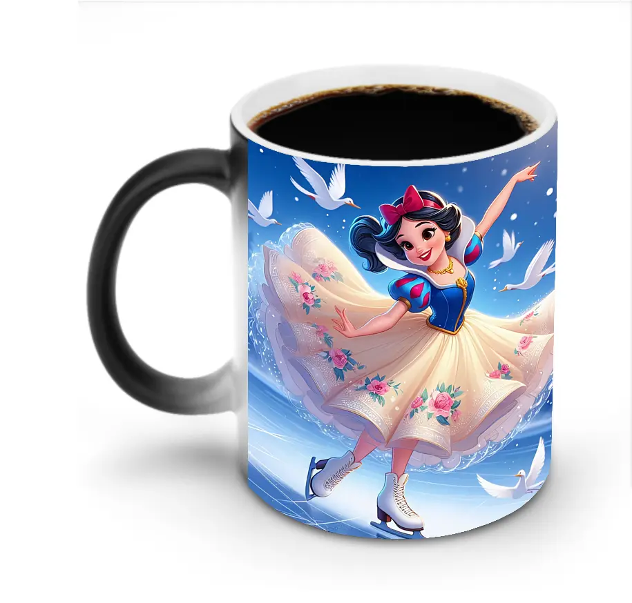 プリンセス 白雪姫 アイススケート エレガント オリジナルデザイン - 変色マグカップ ・ セラミック ・ 熱転写プリント ・ 耐久性 高品質 ・ ギフト・自宅用 コーヒー お茶