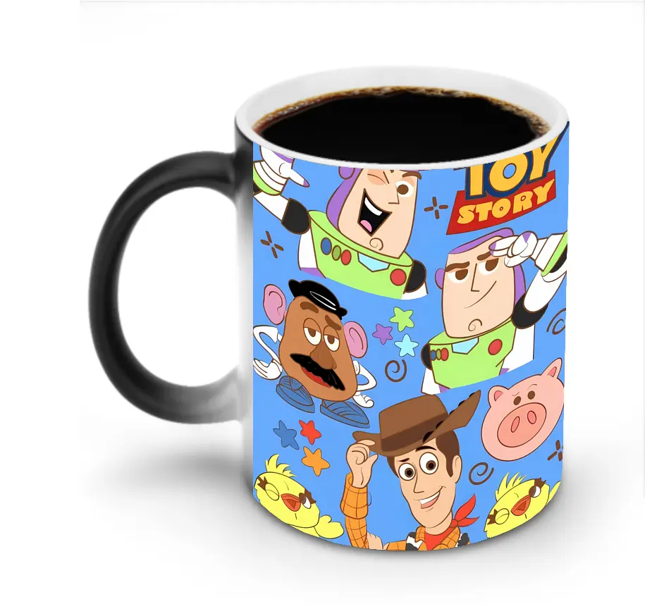 トイ・ストーリー ウッディ＆バズ キャラクター群像 星モチーフ クラシック オリジナルデザイン - 変色マグカップ ・ セラミック ・ 熱転写プリント ・ 耐久性 高品質 ・ ギフト・自宅用 コーヒー お茶