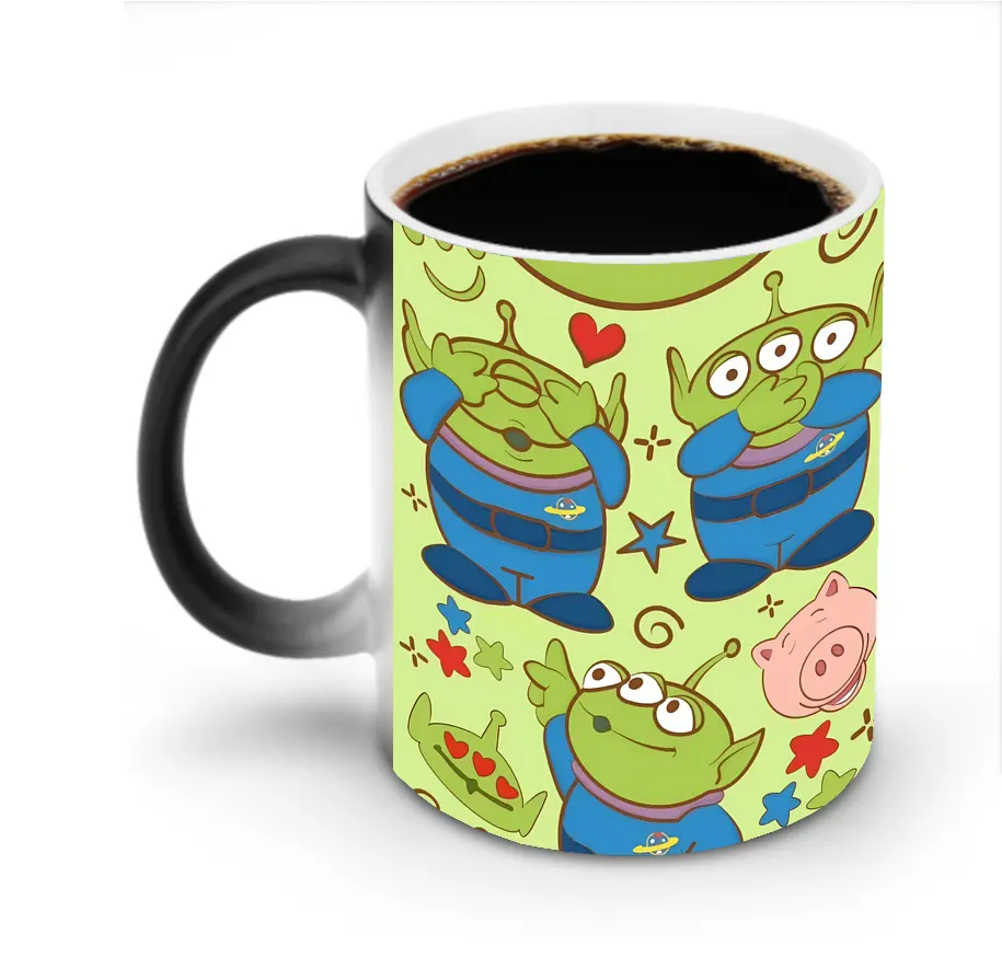トイ・ストーリー リトルグリーンメン 星モチーフ ほのぼの オリジナルデザイン - 変色マグカップ ・ セラミック ・ 熱転写プリント ・ 耐久性 高品質 ・ ギフト・自宅用 コーヒー お茶