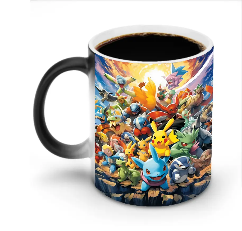 ポケモン ピカチュウ 全キャラクター集合 壮観 オリジナルデザイン - 変色マグカップ ・ セラミック ・ 熱転写プリント ・ 耐久性 高品質 ・ ギフト・自宅用 コーヒー お茶