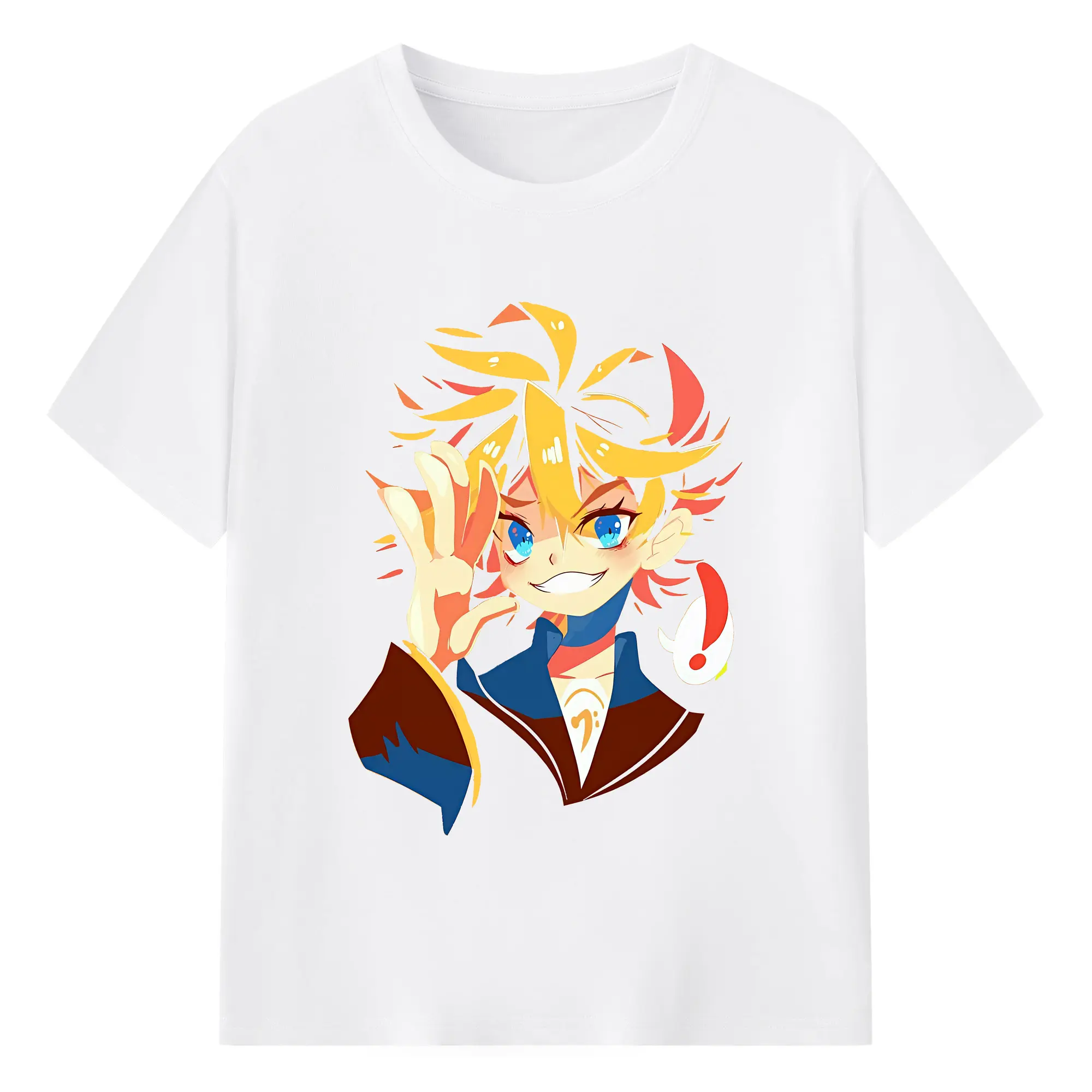 鏡音レン ポートレートアート オリジナルデザイン - 綿100％ 半袖Tシャツ ・ フロントプリント ・ 快適 通気性 ・ 日常使い 散歩 スポーツ用