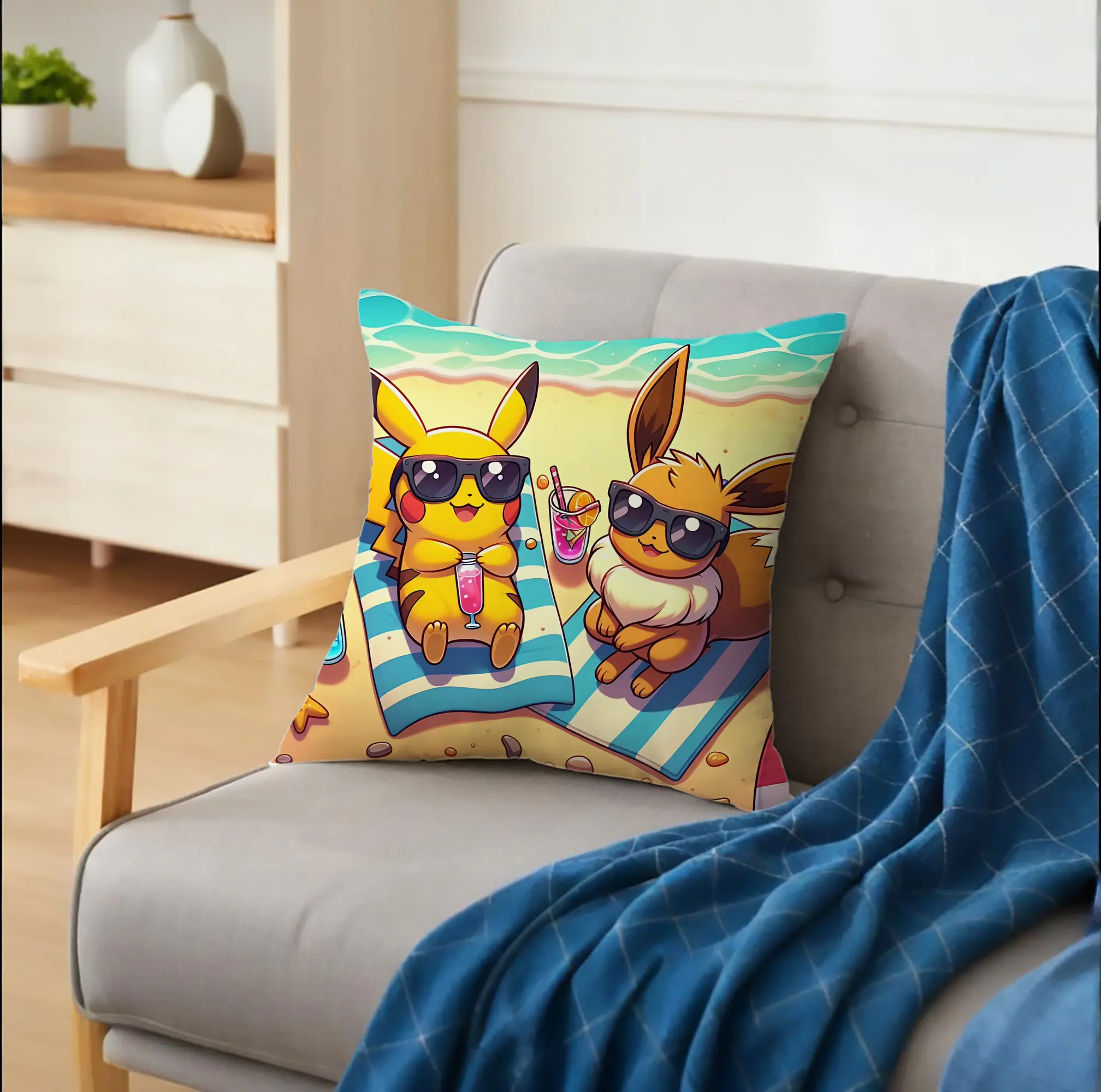 イーブイ＆ピカチュウ 夏 ビーチスタイル かわいい オリジナルデザイン