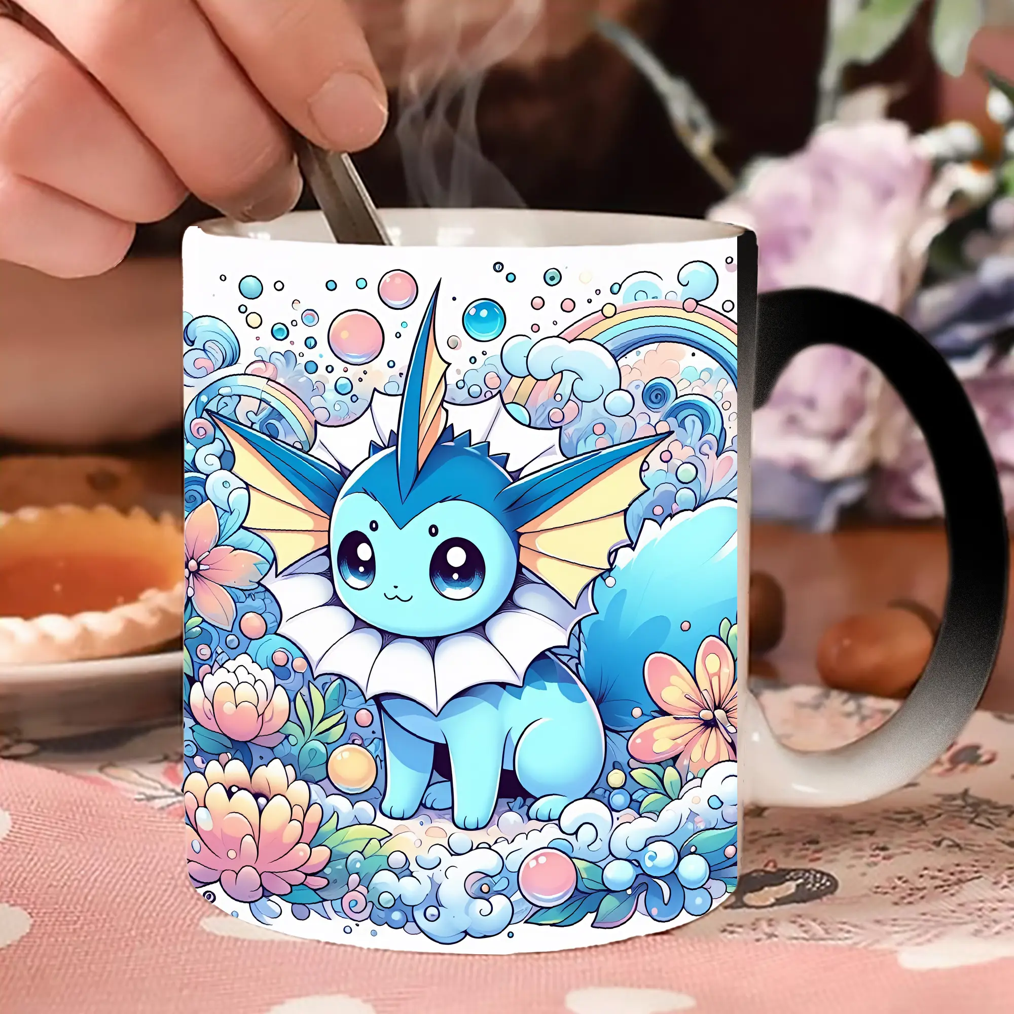 イーブイ ウォータータイプ 花と水波 フレッシュ オリジナルデザイン