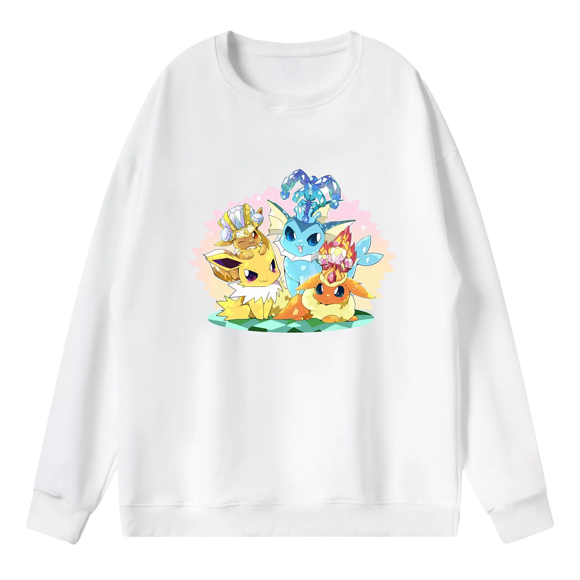 イーブイクリスタルクラウン限定グッズ - 薄手 クルーネック スウェット 裏毛260g · ポリエステル 春秋向け カジュアル 男女兼用 · トレーナー デイリー スポーツ 散歩に最適