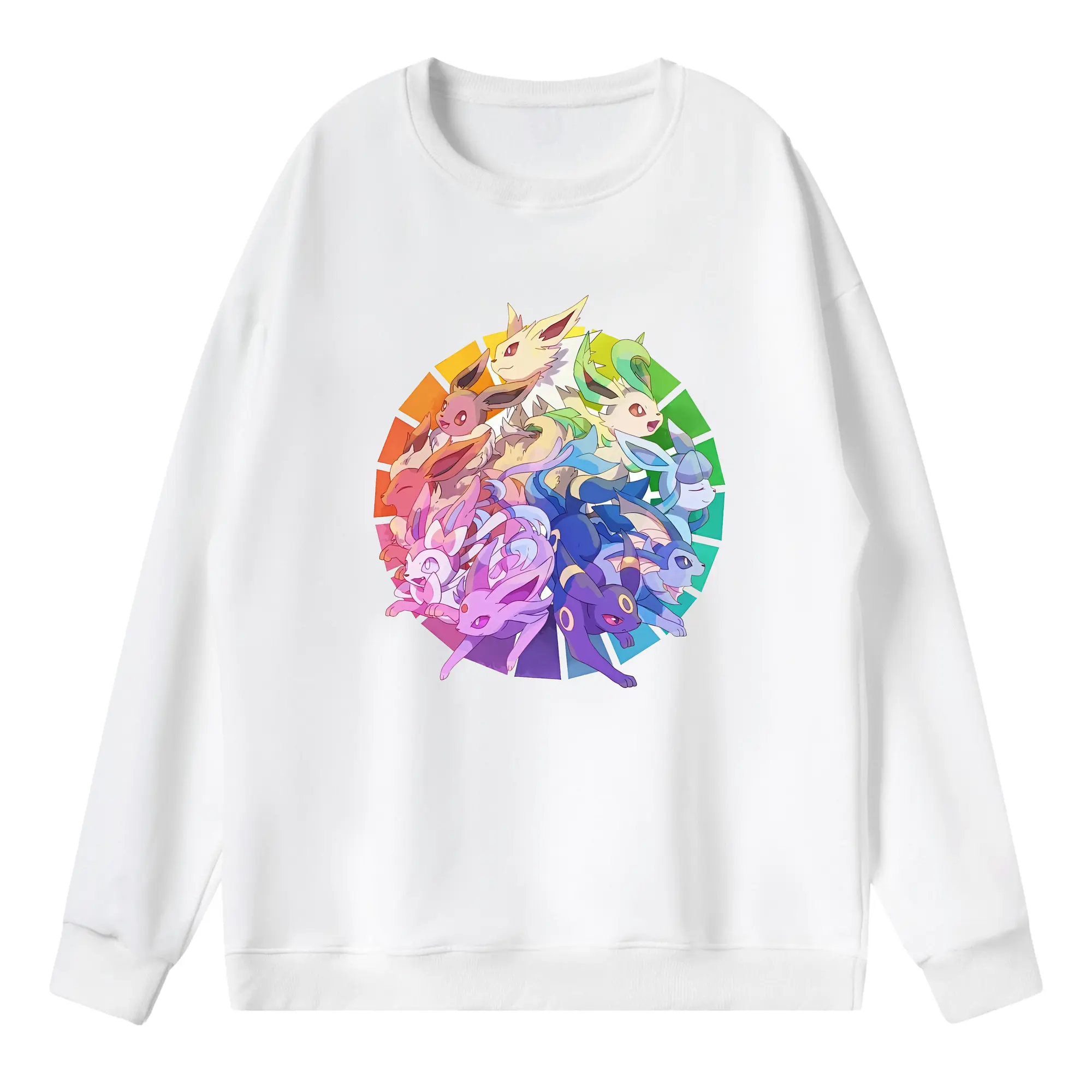 イーブイ家族ポケモンファン 必見 - 薄手 クルーネック スウェット 裏毛260g · ポリエステル 春秋向け カジュアル 男女兼用 · トレーナー デイリー スポーツ 散歩に最適