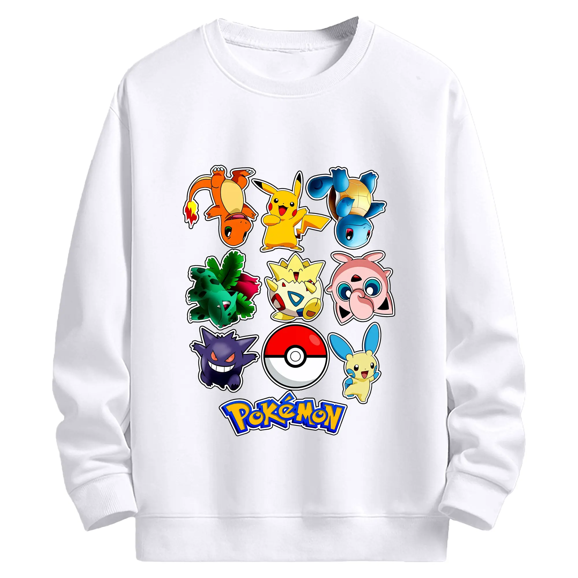 ポケモン 全キャラクター集合 モンスターボール 賑やか オリジナルデザイン - 高品質 クルーネック スウェット ・ コットン59％ ポリエステル41％ ・ ユニセックス 長袖 トレーナー ・ カジュアル デイリー スポーツ 散歩用