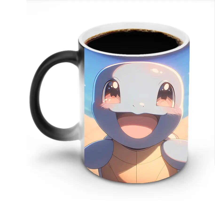 ポケモン ゼニガメ ニコニコ可愛い オリジナルデザイン - 変色マグカップ ・ セラミック ・ 熱転写プリント ・ 耐久性 高品質 ・ ギフト・自宅用 コーヒー お茶