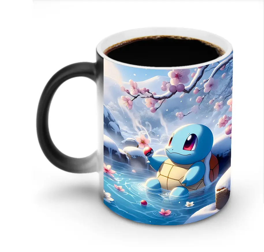 ポケモン ゼニガメ 温泉・桜 オリジナルデザイン - 変色マグカップ ・ セラミック ・ 熱転写プリント ・ 耐久性 高品質 ・ ギフト・自宅用 コーヒー お茶