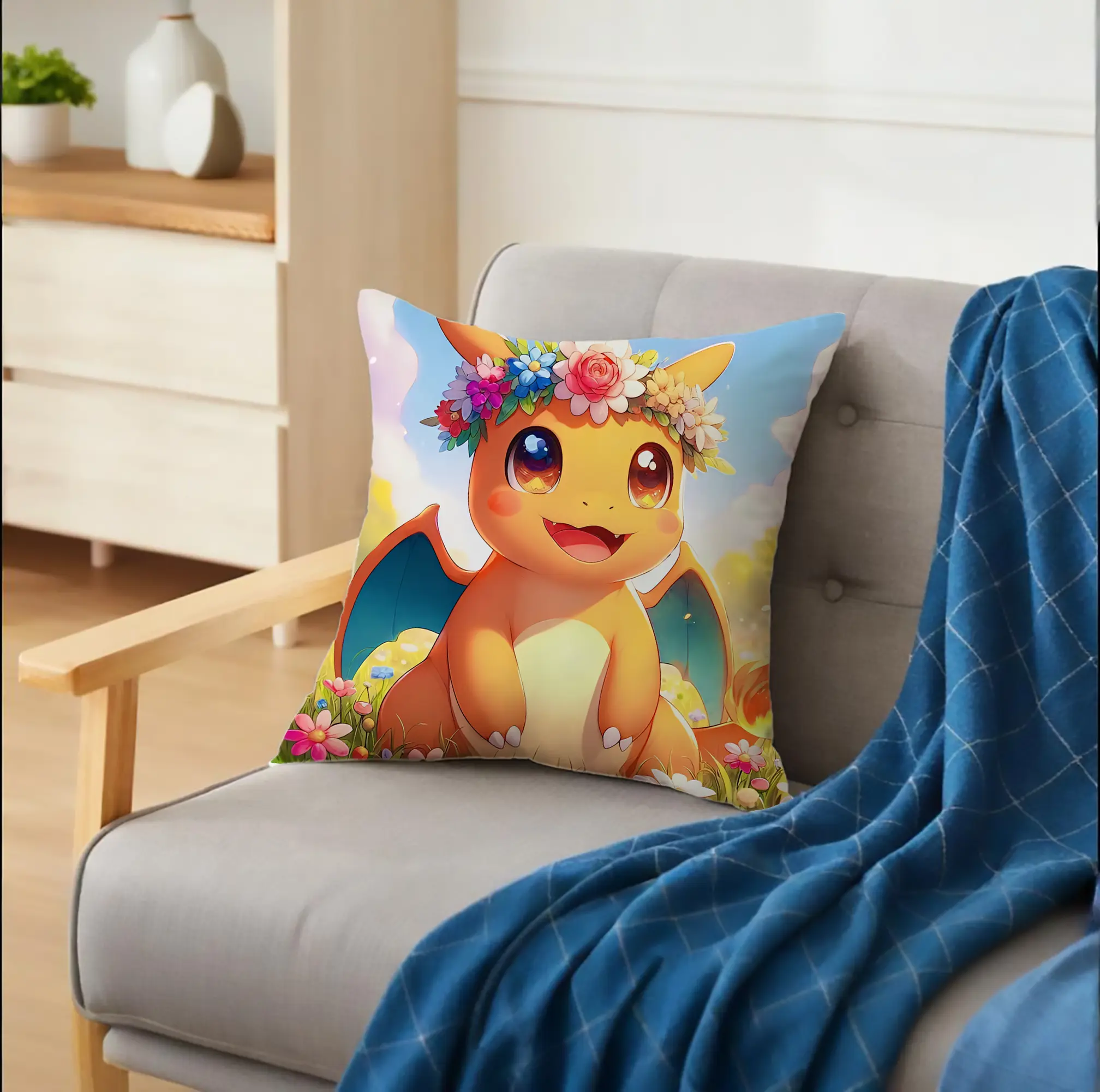 ポケモン ヒトカゲ 花と可愛い オリジナルデザイン