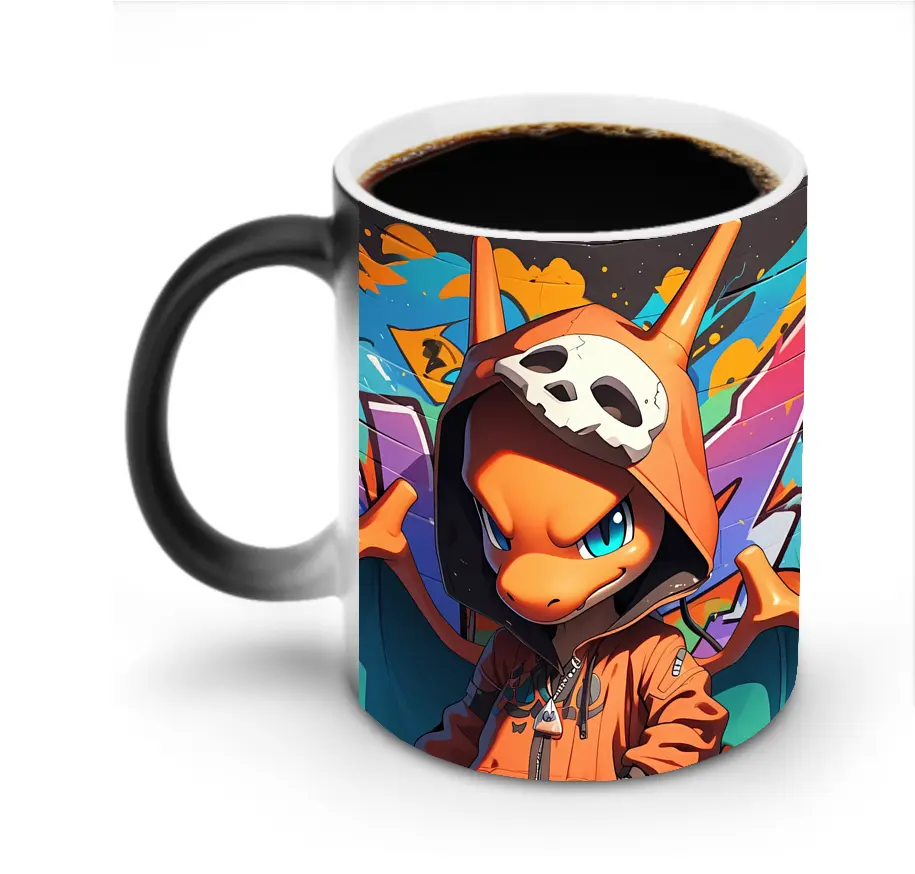 ポケモン リザードン トレンドスタイル クール オリジナルデザイン - 変色マグカップ ・ セラミック ・ 熱転写プリント ・ 耐久性 高品質 ・ ギフト・自宅用 コーヒー お茶