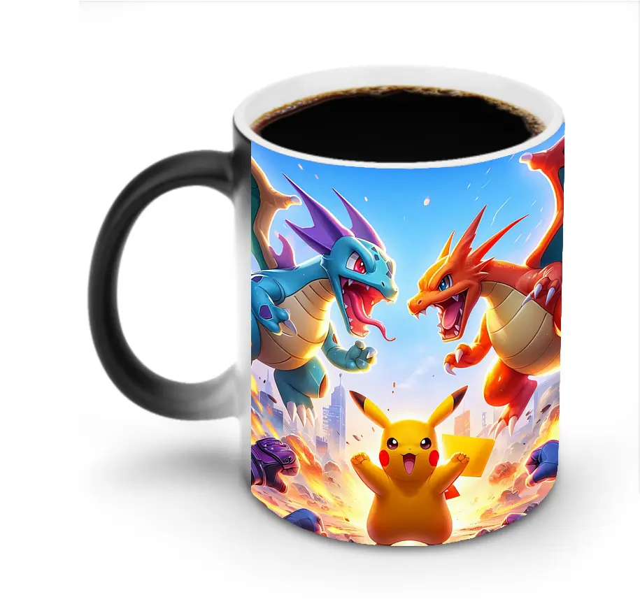 ポケモン ピカチュウ ドラゴンタイプ 戦闘雰囲気 オリジナルデザイン - 変色マグカップ ・ セラミック ・ 熱転写プリント ・ 耐久性 高品質 ・ ギフト・自宅用 コーヒー お茶