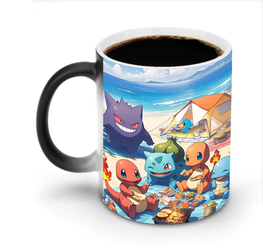 ポケモン 海辺のんびり オリジナルデザイン - 変色マグカップ ・ セラミック ・ 熱転写プリント ・ 耐久性 高品質 ・ ギフト・自宅用 コーヒー お茶