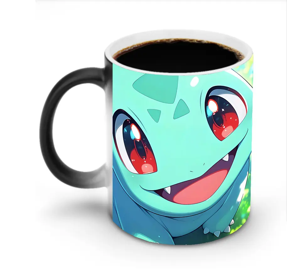 ポケモン フシギダネ ニコニコ 清新 オリジナルデザイン - 変色マグカップ ・ セラミック ・ 熱転写プリント ・ 耐久性 高品質 ・ ギフト・自宅用 コーヒー お茶