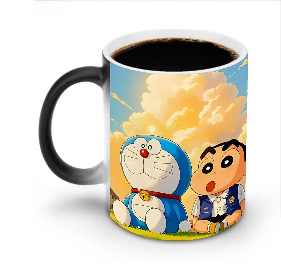 ドラえもん コラボ クレヨンしんちゃん 春フレーム かわいい オリジナルデザイン - 変色マグカップ ・ セラミック ・ 熱転写プリント ・ 耐久性 高品質 ・ ギフト・自宅用 コーヒー お茶