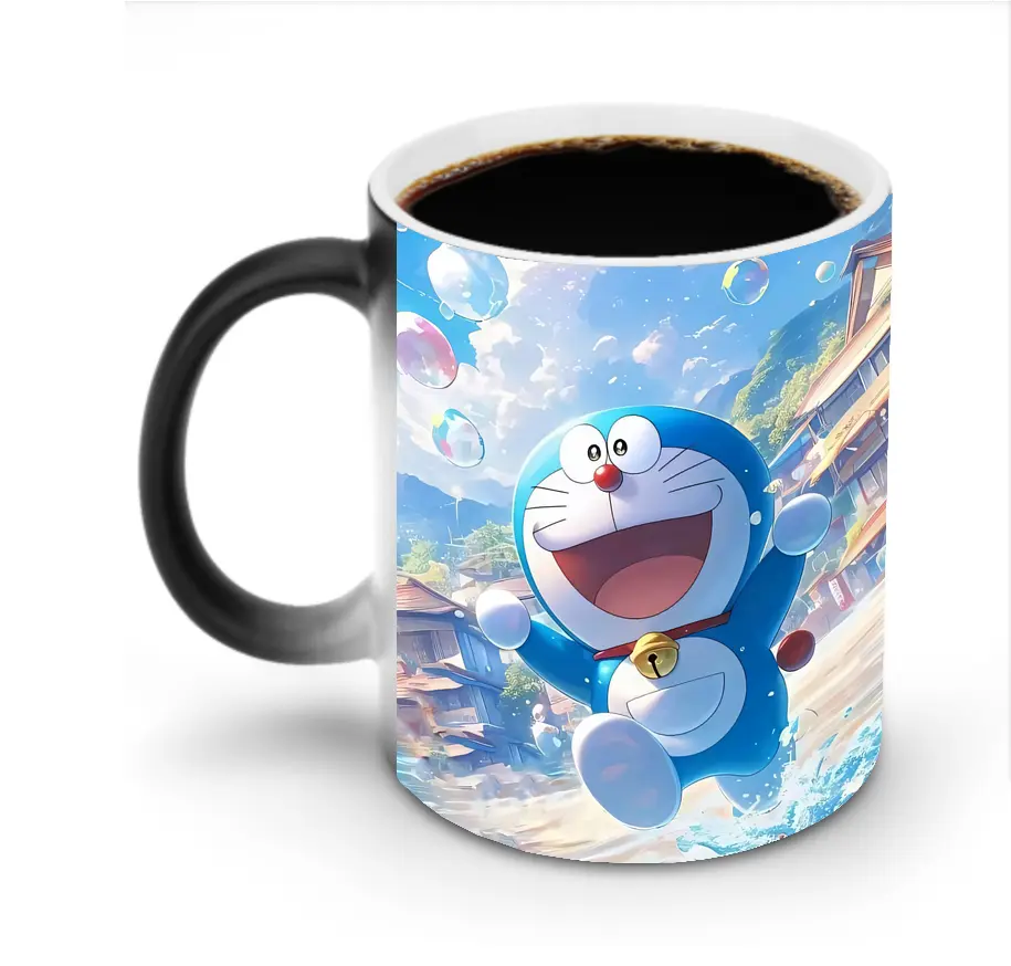 ドラえもん 海辺のバブル かわいい オリジナルデザイン - 変色マグカップ ・ セラミック ・ 熱転写プリント ・ 耐久性 高品質 ・ ギフト・自宅用 コーヒー お茶