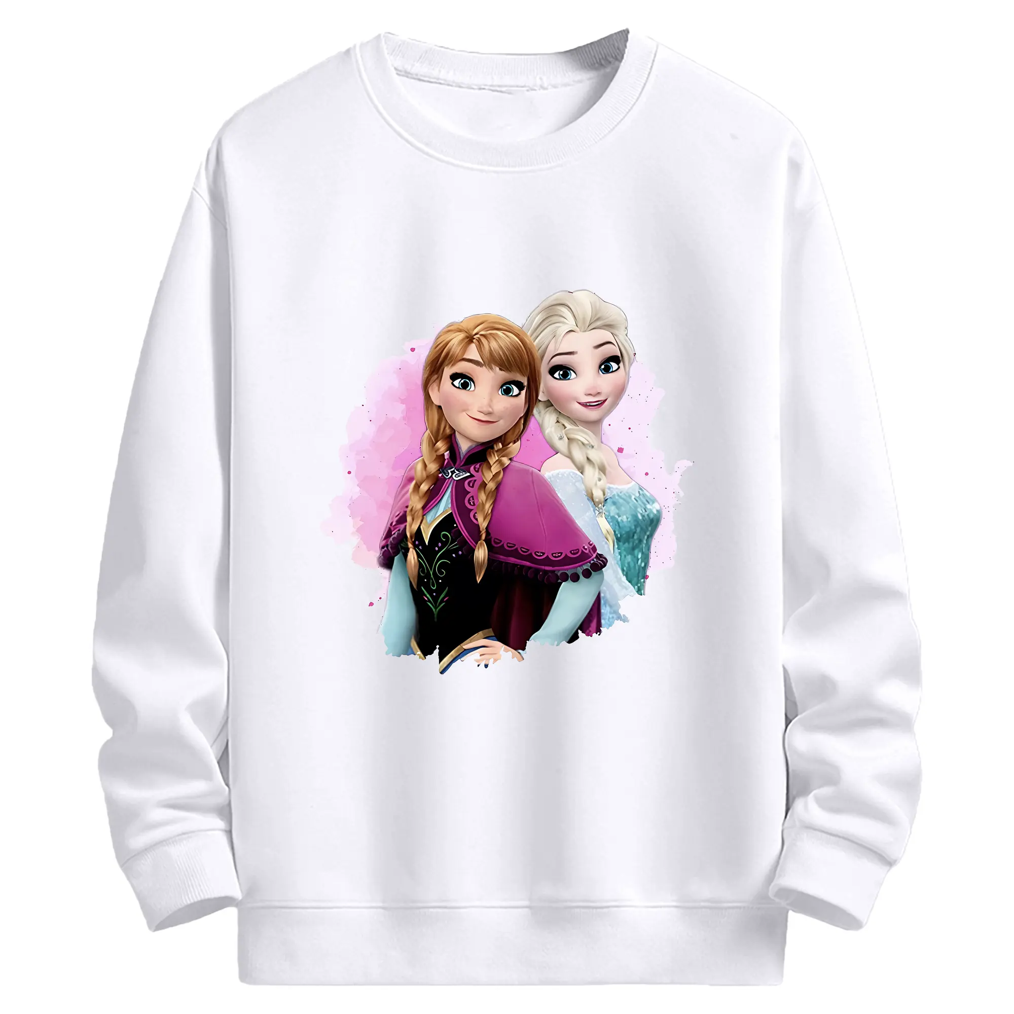 アナと雪の女王 アナ＆エルサ ディズニープリンセス ゴージャス オリジナルデザイン - 高品質 クルーネック スウェット ・ コットン59％ ポリエステル41％ ・ ユニセックス 長袖 トレーナー ・ カジュアル デイリー スポーツ 散歩用