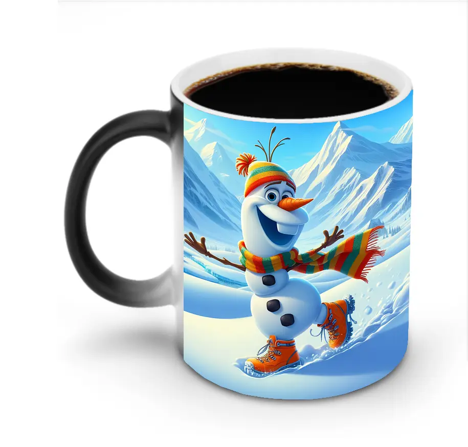アナと雪の女王 オラフ スケート 元気いっぱいオリジナルデザイン - 変色マグカップ ・ セラミック ・ 熱転写プリント ・ 耐久性 高品質 ・ ギフト・自宅用 コーヒー お茶