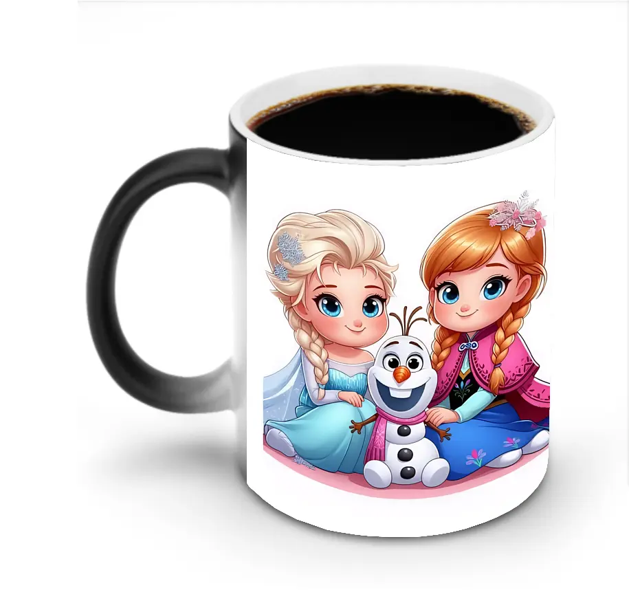 アナと雪の女王 エルサ・アナ・オラフ キャラクター集合 ハートフルオリジナルデザイン - 変色マグカップ ・ セラミック ・ 熱転写プリント ・ 耐久性 高品質 ・ ギフト・自宅用 コーヒー お茶
