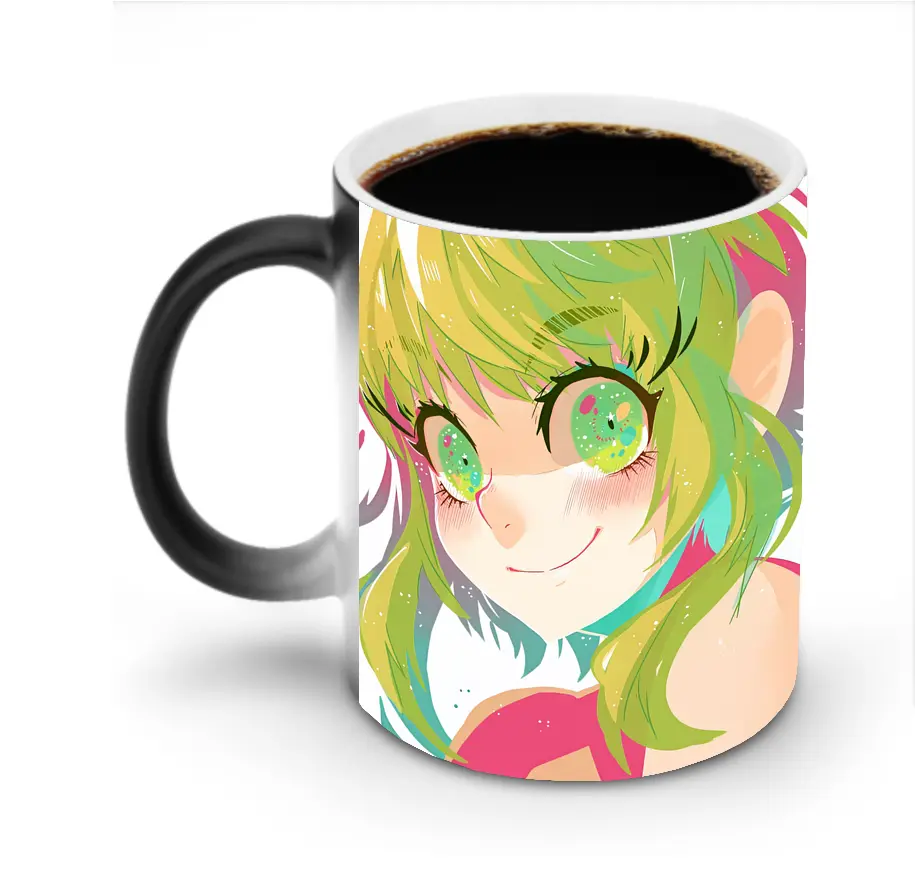 VOCALOID GUMI かわいい表情で優しい オリジナルデザイン - 変色マグカップ ・ セラミック ・ 熱転写プリント ・ 耐久性 高品質 ・ ギフト・自宅用 コーヒー お茶