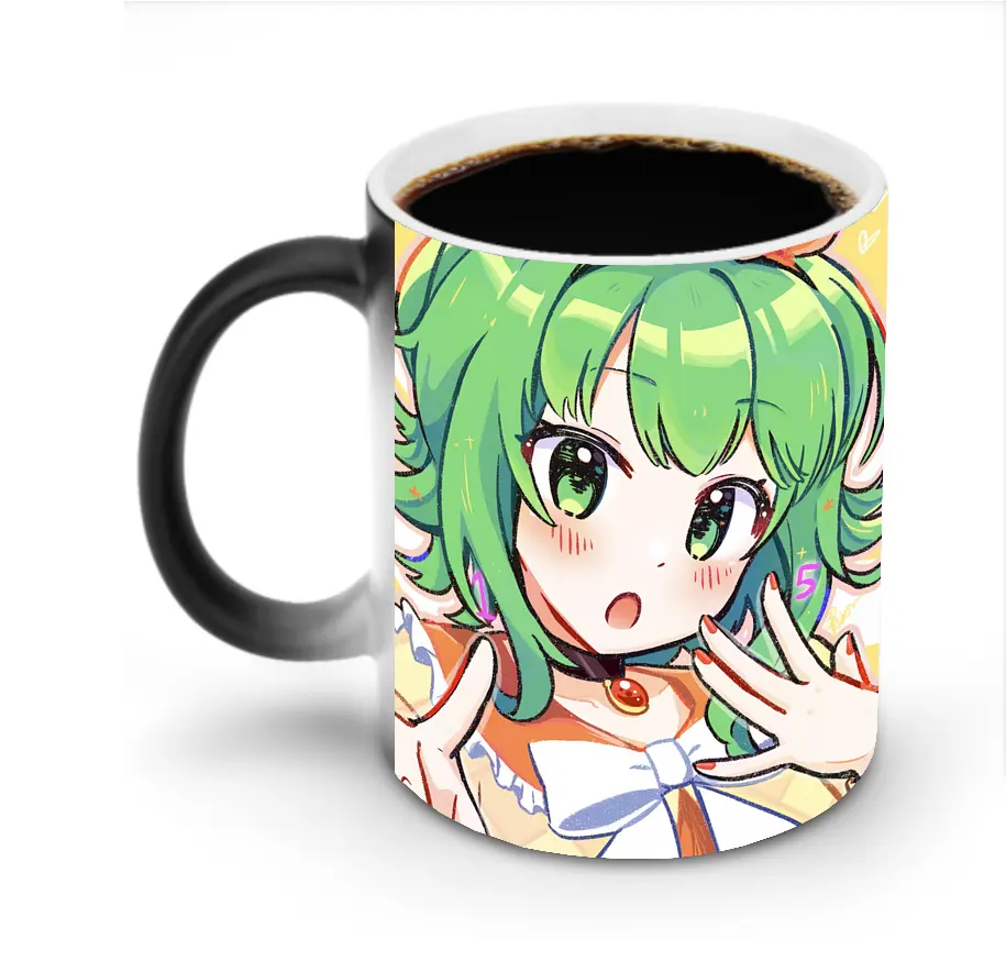 VOCALOID GUMI ピースサイン かわいい オリジナルデザイン - 変色マグカップ ・ セラミック ・ 熱転写プリント ・ 耐久性 高品質 ・ ギフト・自宅用 コーヒー お茶