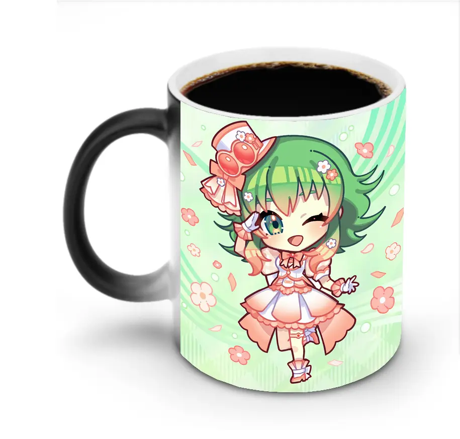 VOCALOID GUMI ピンク系 花モチーフ デフォルメ オリジナルデザイン - 変色マグカップ ・ セラミック ・ 熱転写プリント ・ 耐久性 高品質 ・ ギフト・自宅用 コーヒー お茶