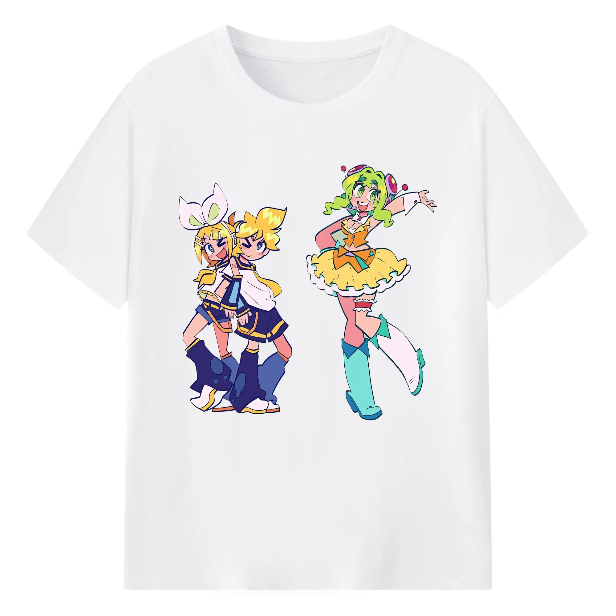 VOCALOID GUMI 鏡音リン・レン コラボ オリジナルデザイン - 綿100％ 半袖Tシャツ ・ フロントプリント ・ 快適 通気性 ・ 日常使い 散歩 スポーツ用