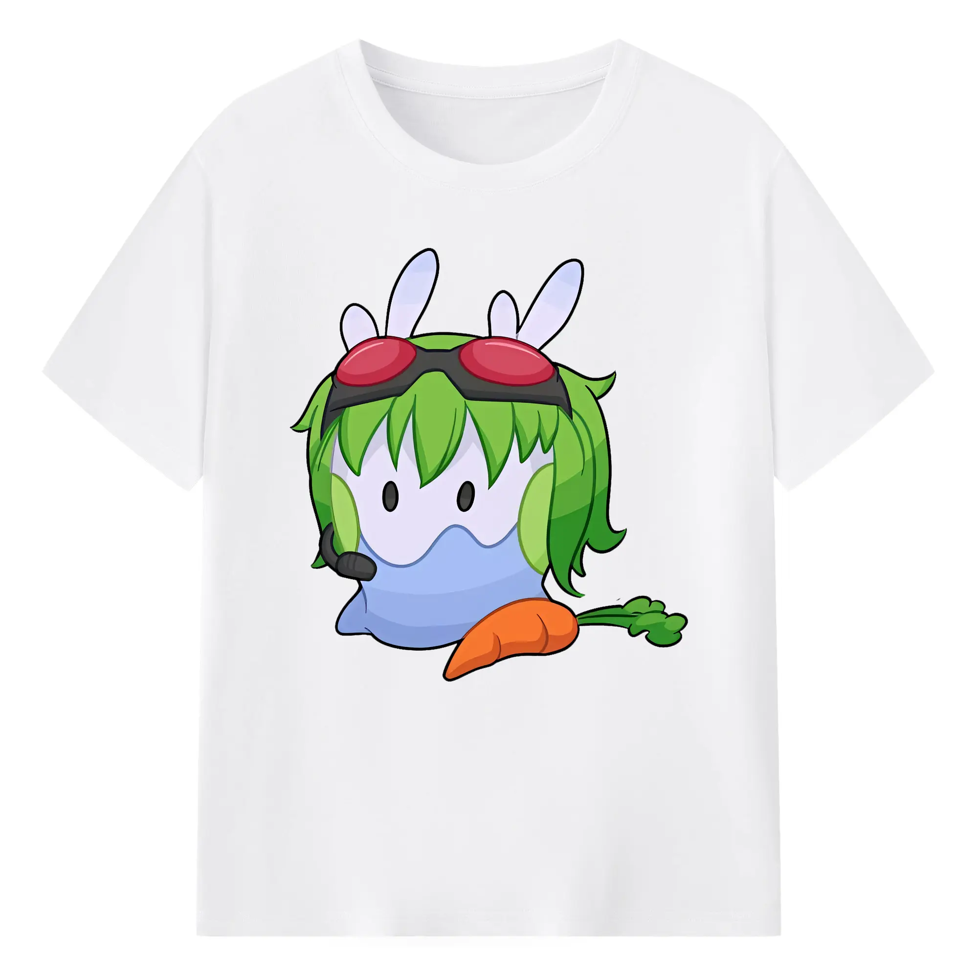 VOCALOID GUMI にんじんモチーフイラスト オリジナルデザイン - 綿100％ 半袖Tシャツ ・ フロントプリント ・ 快適 通気性 ・ 日常使い 散歩 スポーツ用