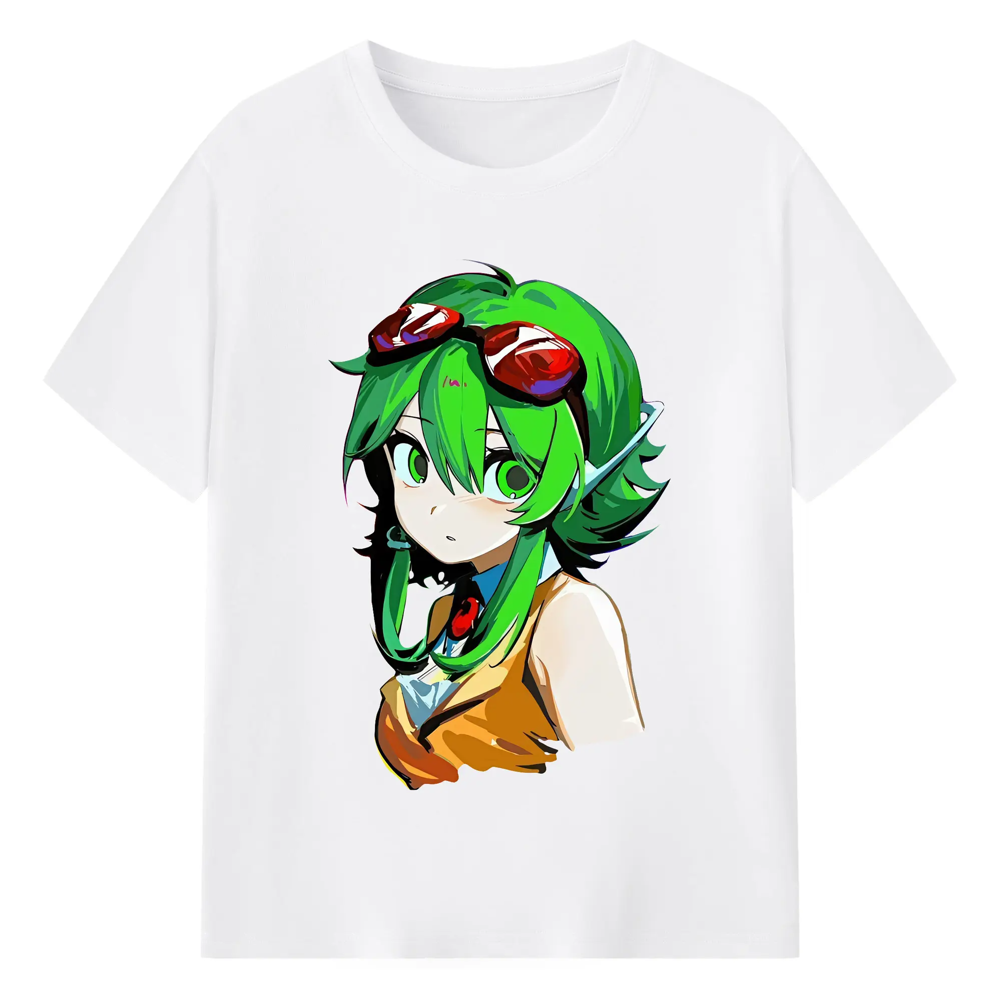VOCALOID GUMIシンプル オリジナルデザイン - 綿100％ 半袖Tシャツ ・ フロントプリント ・ 快適 通気性 ・ 日常使い 散歩 スポーツ用