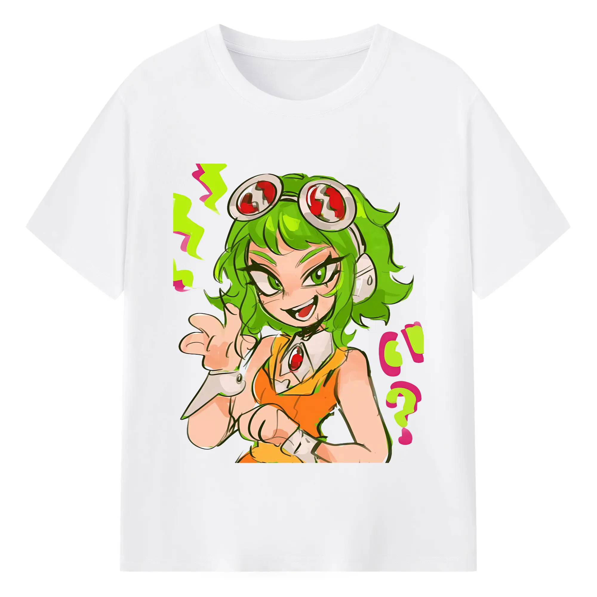 VOCALOID GUMIコミカル表情 オリジナルデザイン - 綿100％ 半袖Tシャツ ・ フロントプリント ・ 快適 通気性 ・ 日常使い 散歩 スポーツ用