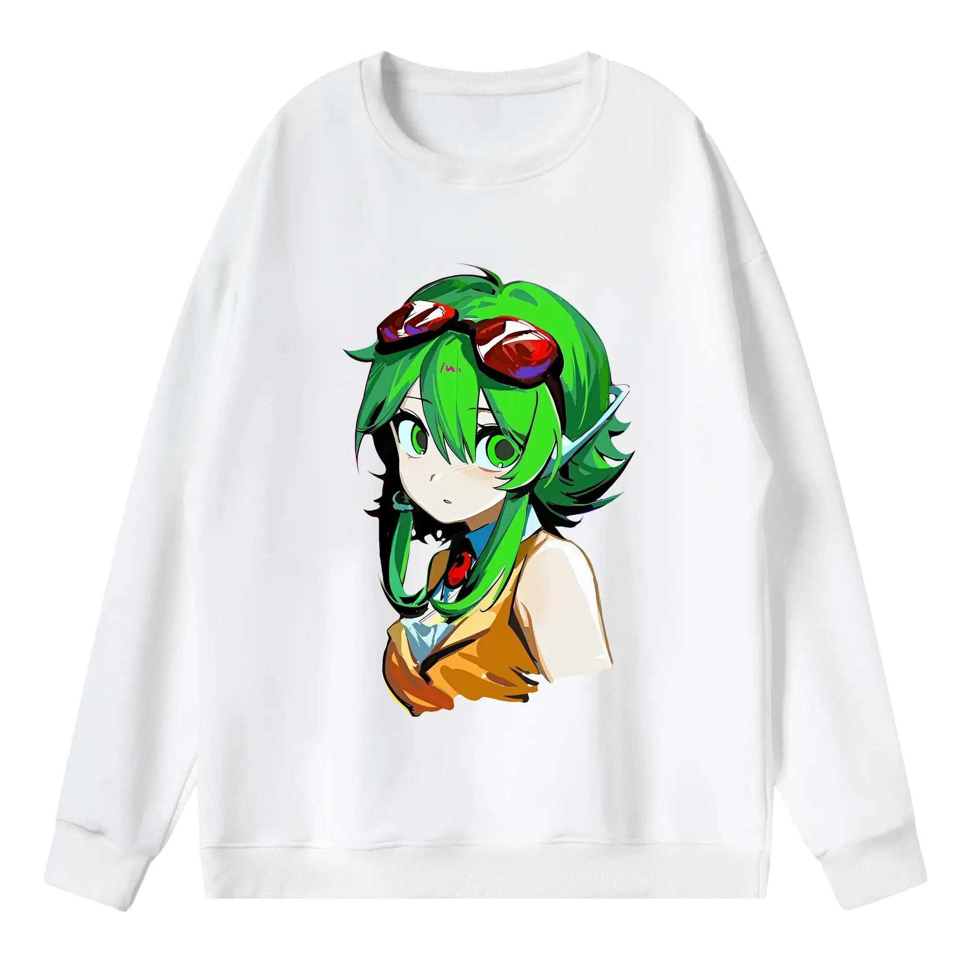 VOCALOID GUMIシンプル オリジナルデザイン - 薄手 クルーネック スウェット 裏毛260g · ポリエステル 春秋向け カジュアル 男女兼用 · トレーナー デイリー スポーツ 散歩に最適