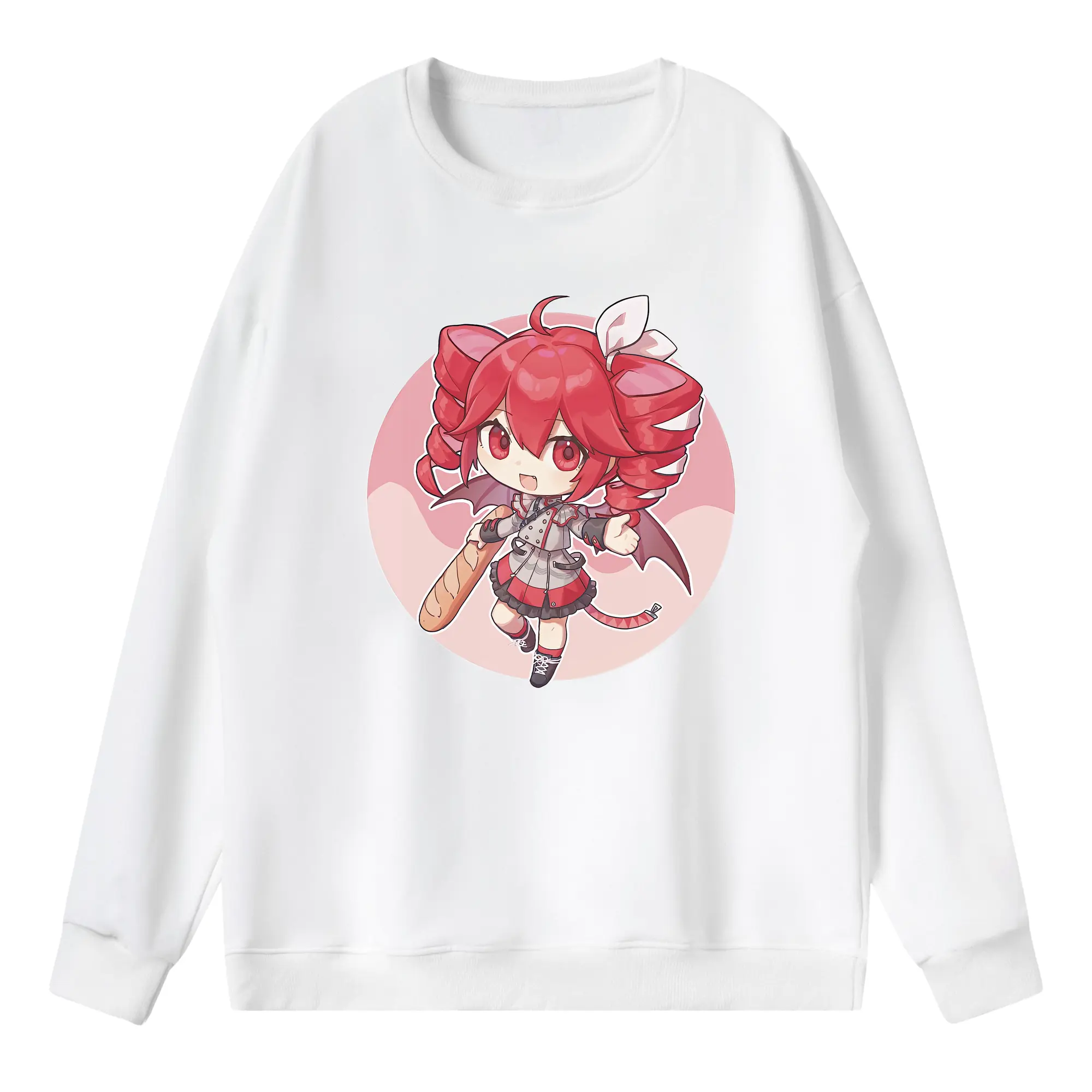 重音テト パン デフォルメ オリジナルデザイン - 薄手 クルーネック スウェット 裏毛260g · ポリエステル 春秋向け カジュアル 男女兼用 · トレーナー デイリー スポーツ 散歩に最適