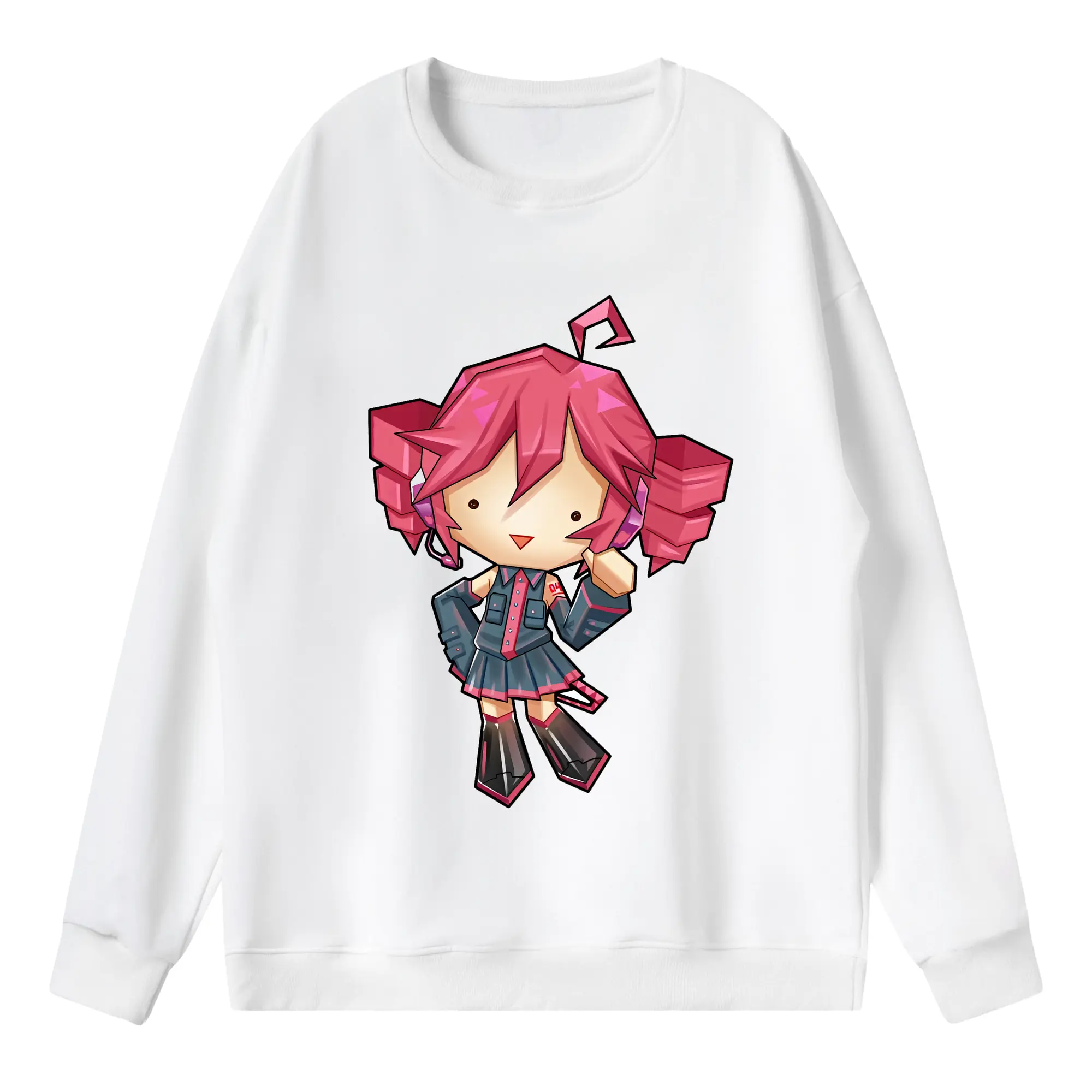 重音テト カートゥーン風 シンプル オリジナルデザイン - 薄手 クルーネック スウェット 裏毛260g · ポリエステル 春秋向け カジュアル 男女兼用 · トレーナー デイリー スポーツ 散歩に最適