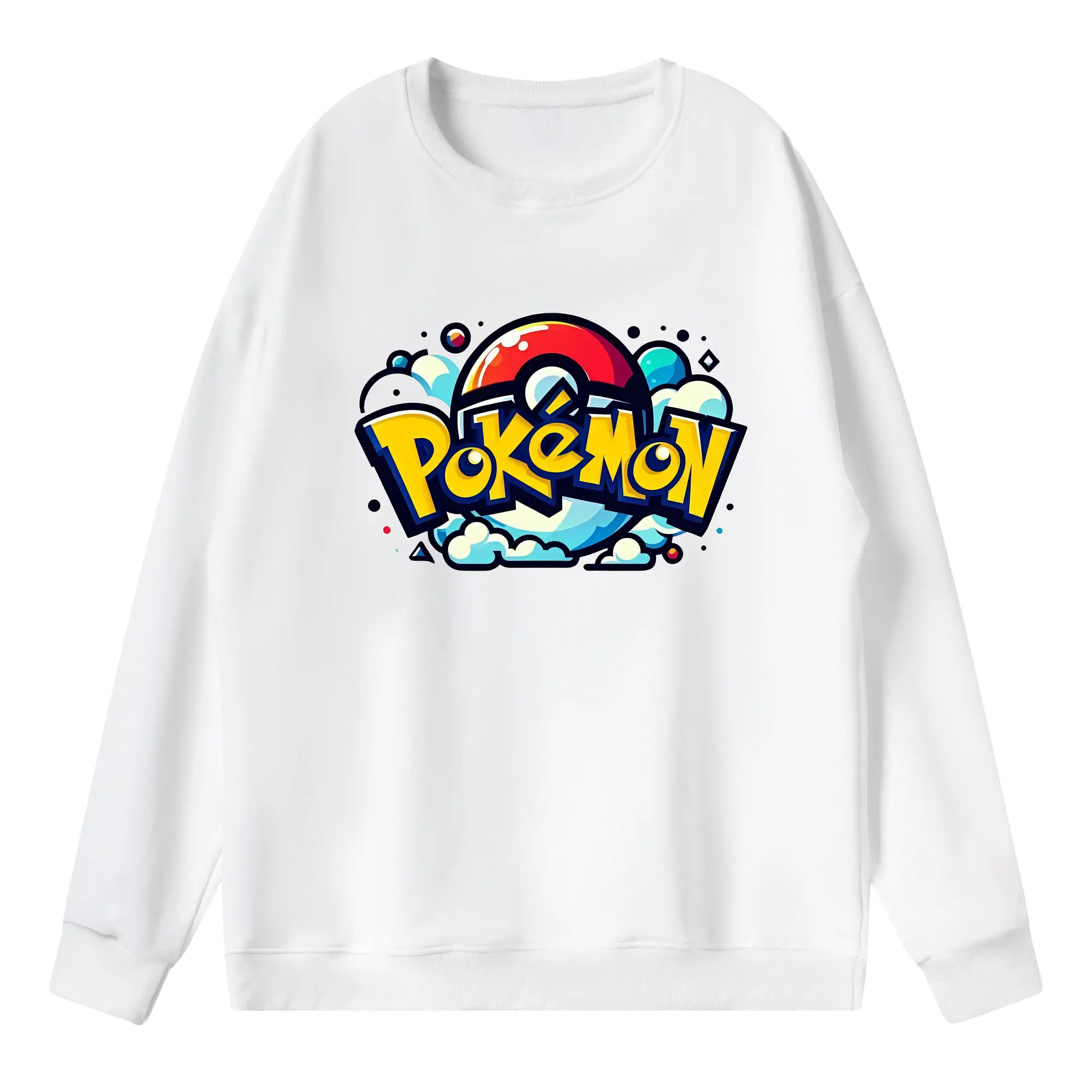 ポケモン グラフィティ風ロゴ オリジナルデザイン - 薄手 クルーネック スウェット 裏毛260g · ポリエステル 春秋向け カジュアル 男女兼用 · トレーナー デイリー スポーツ 散歩に最適