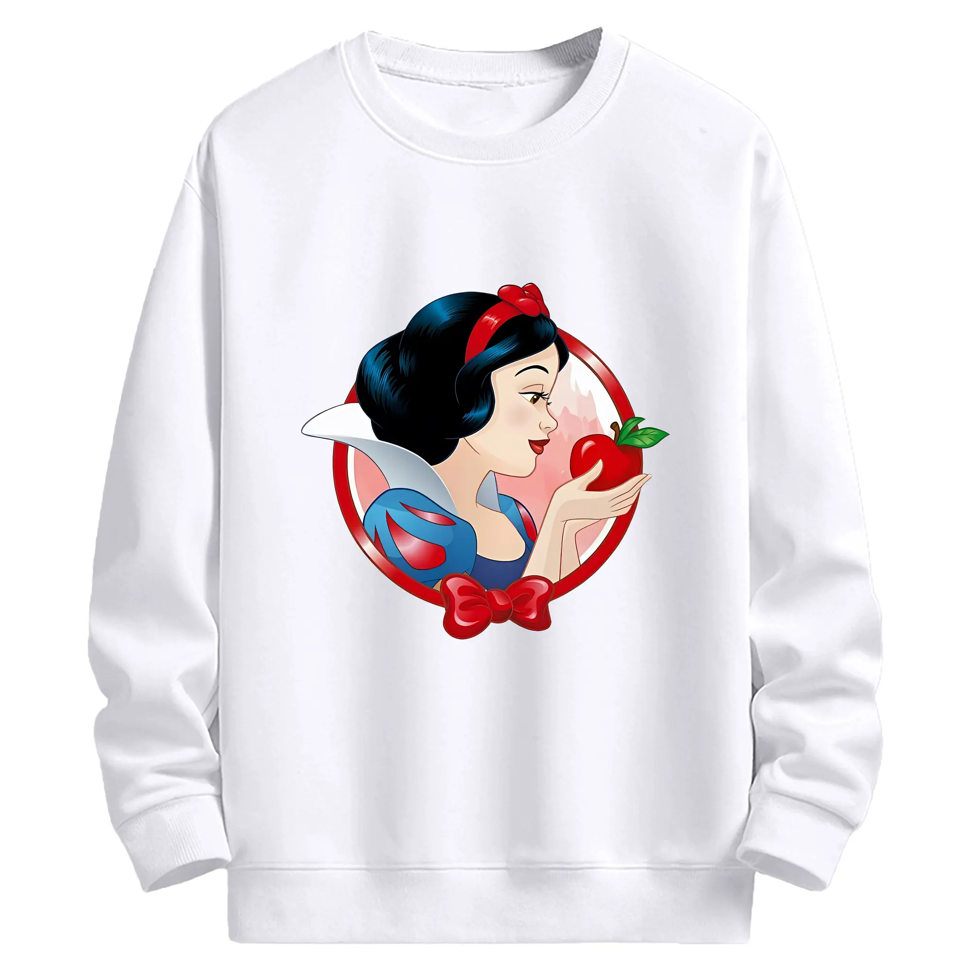 プリンセス 白雪姫 赤いりんご 丸フレーム エレガント オリジナルデザイン - 高品質 クルーネック スウェット ・ コットン59％ ポリエステル41％ ・ ユニセックス 長袖 トレーナー ・ カジュアル デイリー スポーツ 散歩用