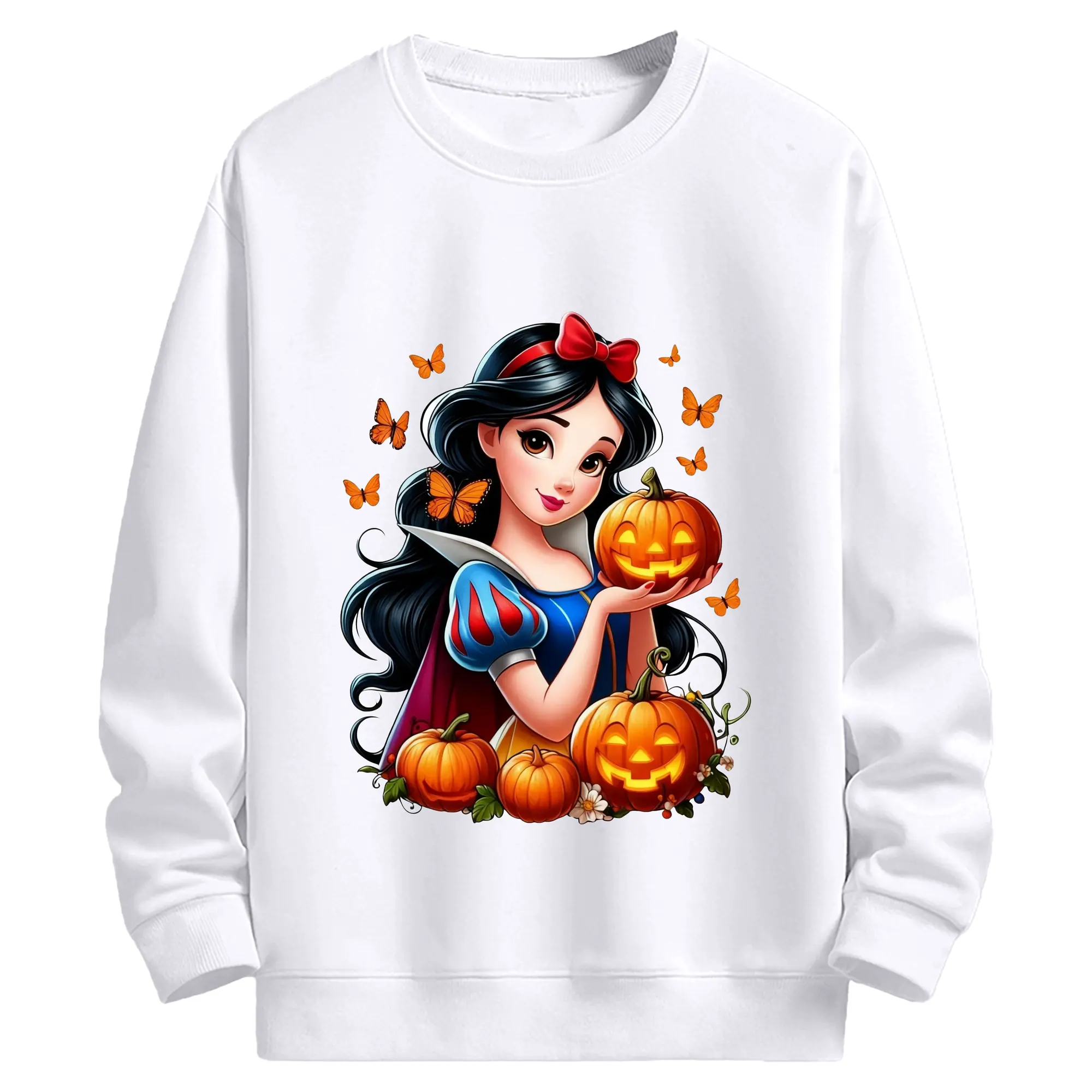 プリンセス 白雪姫 ハロウィン 南瓜 雰囲気 オリジナルデザイン - 高品質 クルーネック スウェット ・ コットン59％ ポリエステル41％ ・ ユニセックス 長袖 トレーナー ・ カジュアル デイリー スポーツ 散歩用