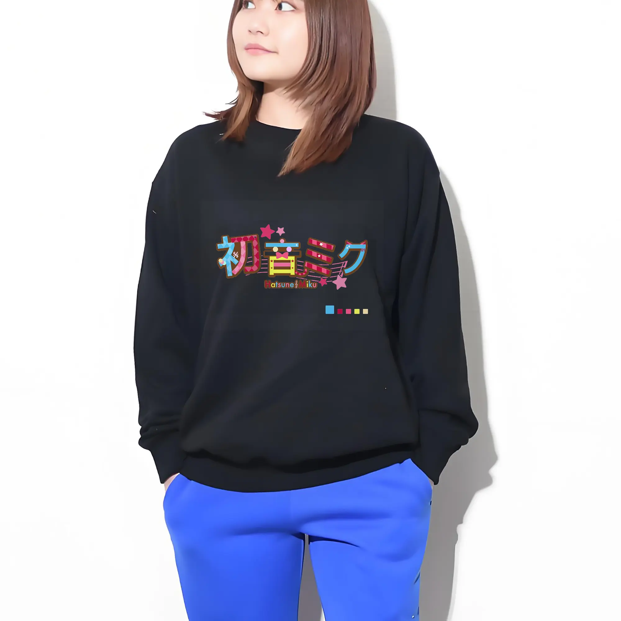 初音ミク＆猫コラボ  カワイイ文字ロゴ 星と音符アクセントオリジナルデザイン