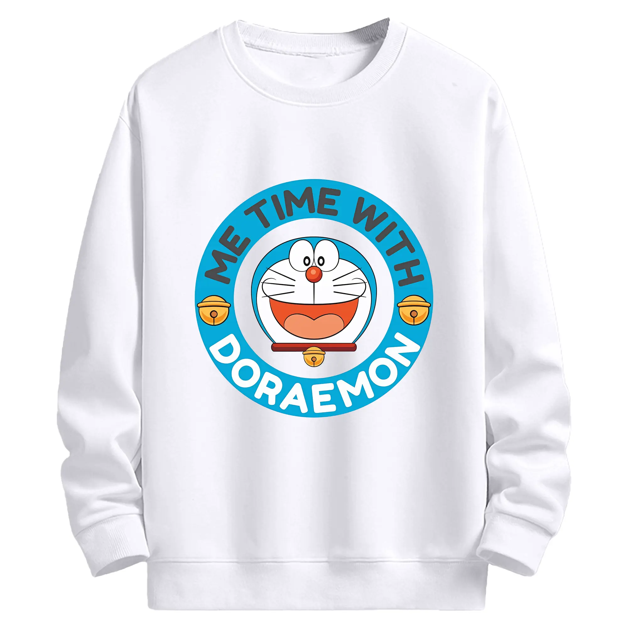 ドラえもん 丸型 かわいい オリジナルデザイン - 高品質 クルーネック スウェット ・ コットン59％ ポリエステル41％ ・ ユニセックス 長袖 トレーナー ・ カジュアル デイリー スポーツ 散歩用