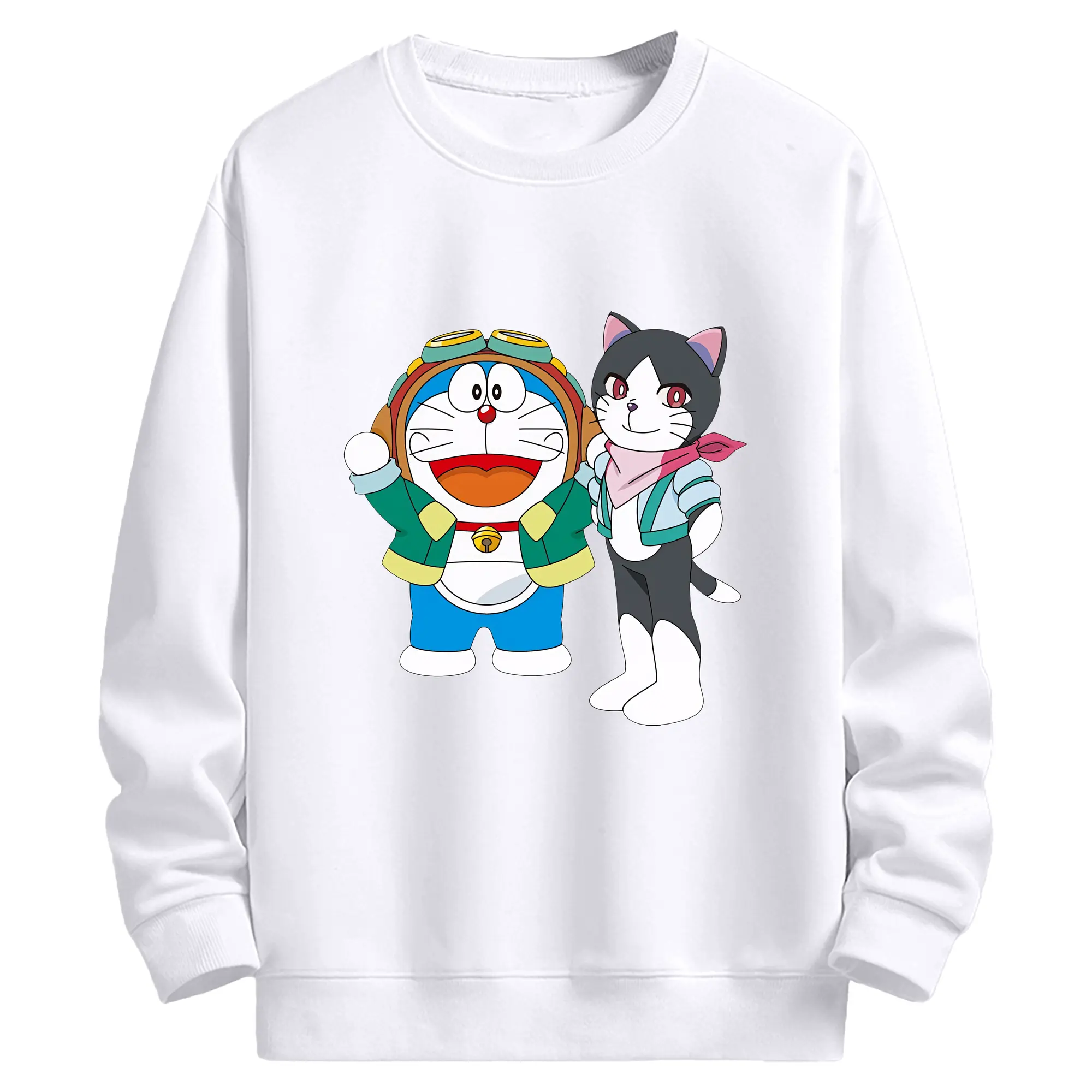 ドラえもん 猫の仲間 かわいい オリジナルデザイン - 高品質 クルーネック スウェット ・ コットン59％ ポリエステル41％ ・ ユニセックス 長袖 トレーナー ・ カジュアル デイリー スポーツ 散歩用