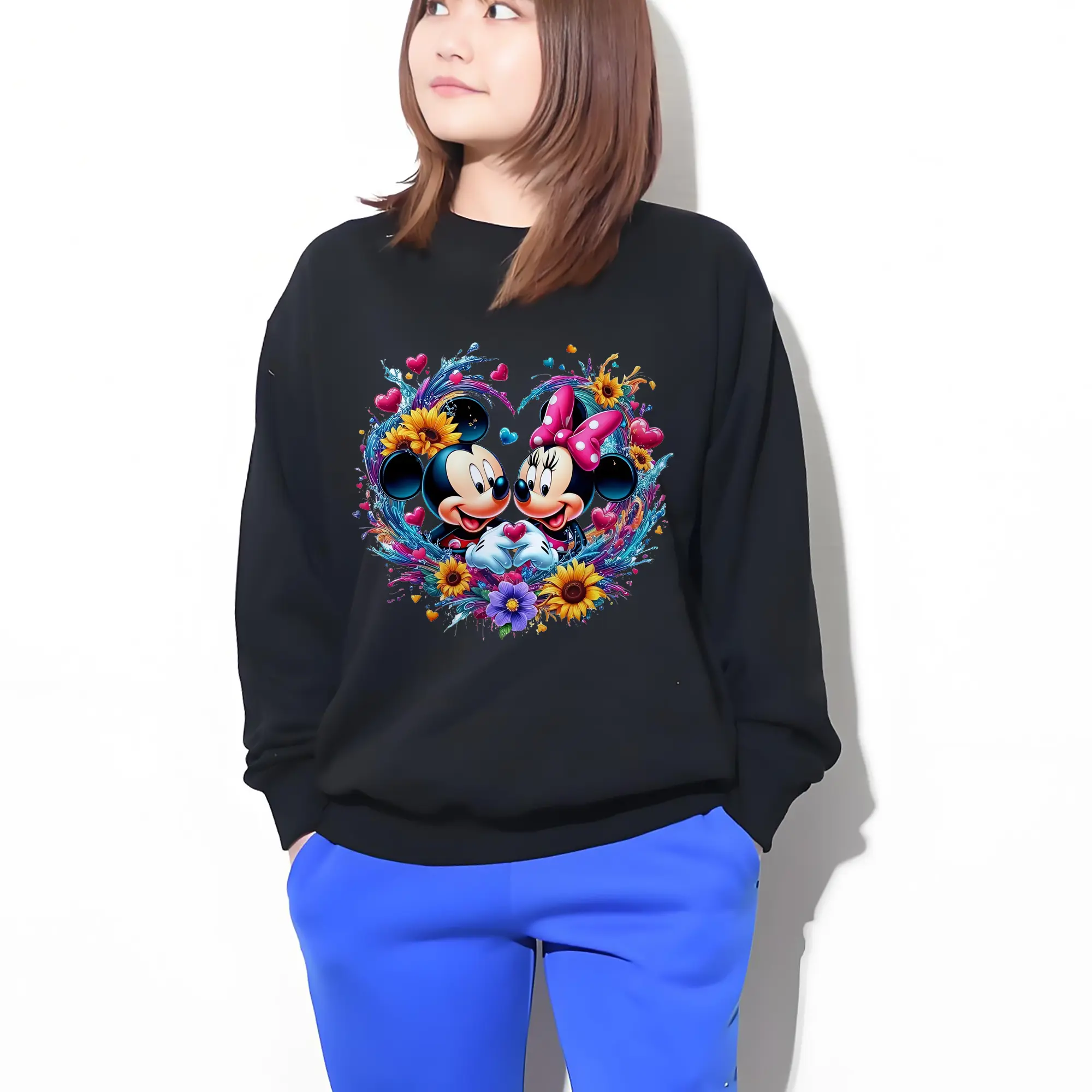 ミッキー＆ミニーフラワーデザイン カラフルイラスト