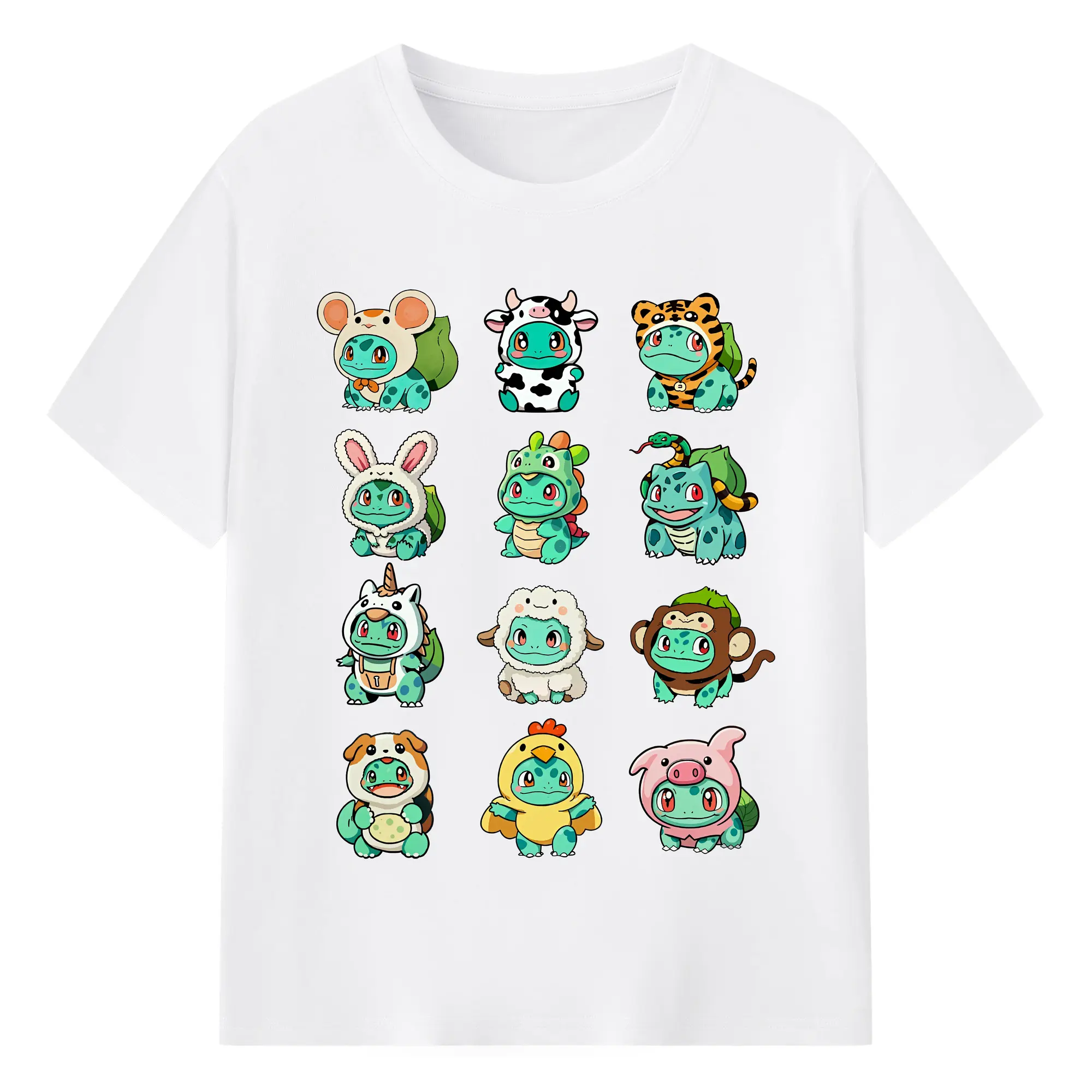 ポケモン フシギダネ コレクション オリジナルデザイン - 綿100％ 半袖Tシャツ ・ フロントプリント ・ 快適 通気性 ・ 日常使い 散歩 スポーツ用